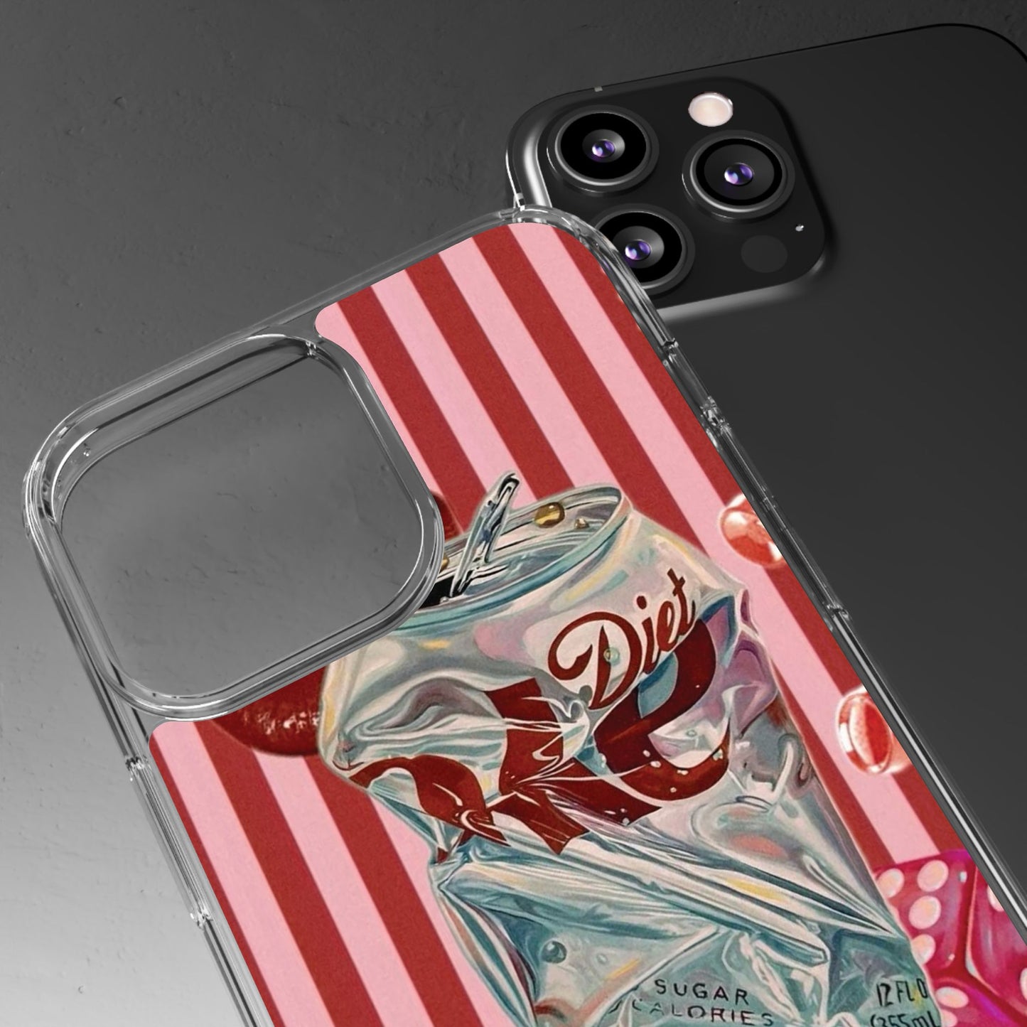 Diet Cola Crush Clear Phone Case – Retro Soda Pop Design