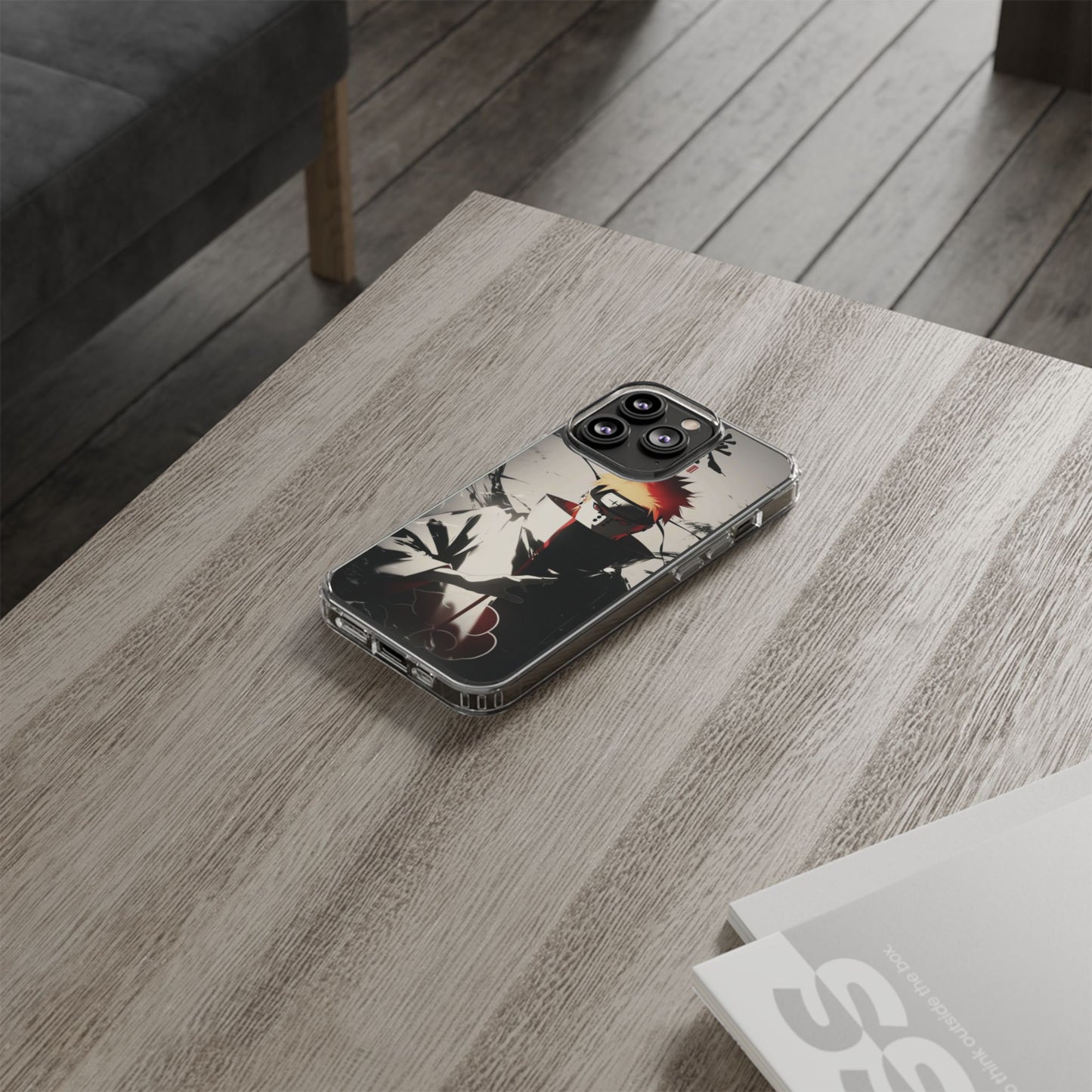 Clear Impact-Resistant Phone Case — Anime Akatsuki Shadow Design