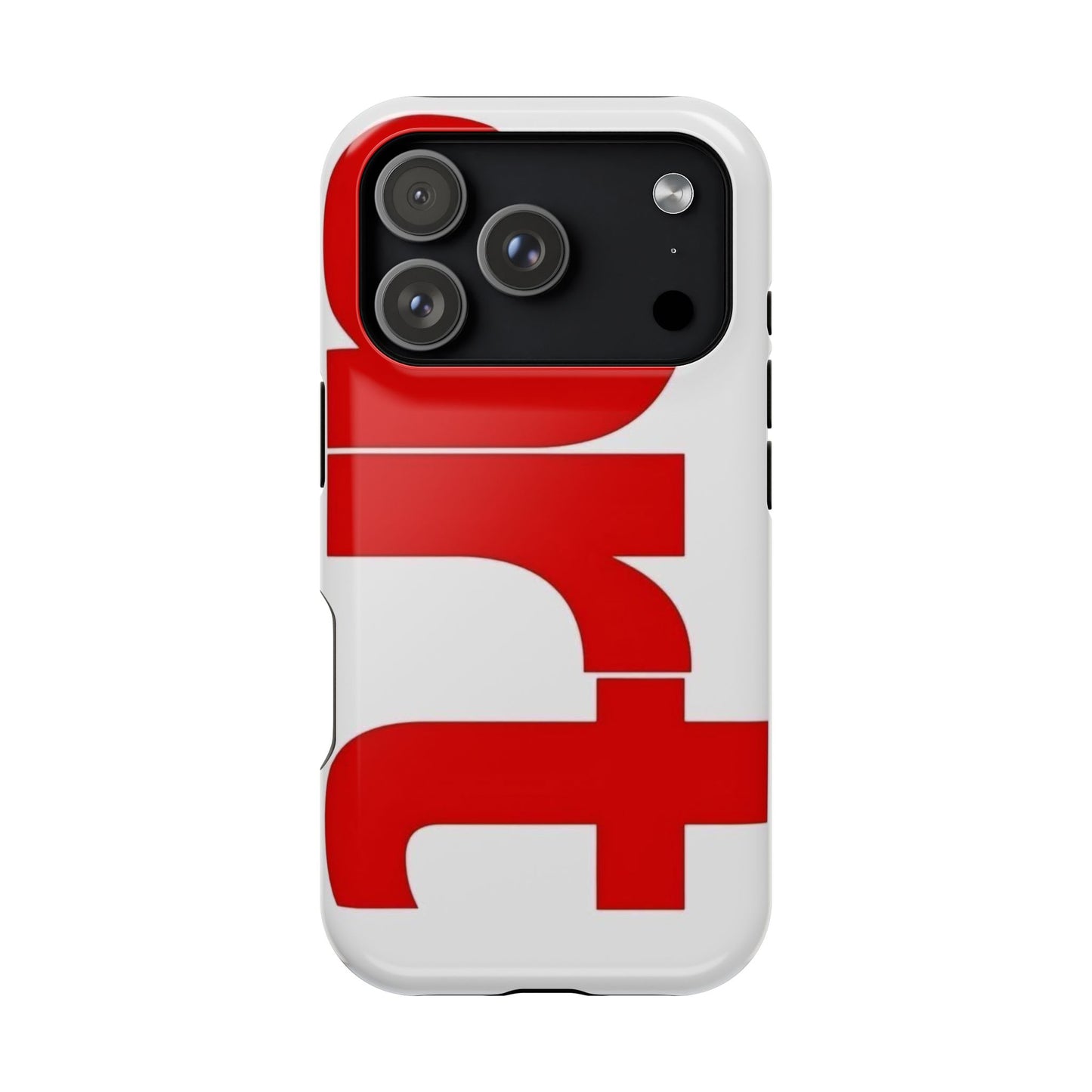 Magnetic Impact-Resistant Phone Case — Bold Red Typographic Design