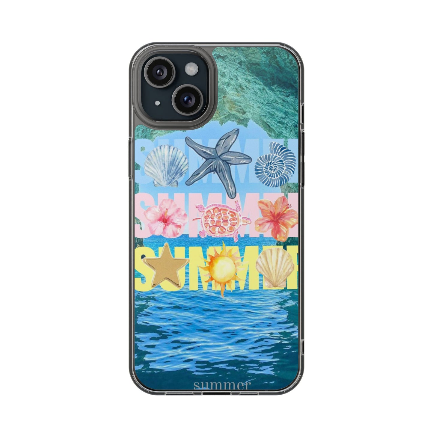 Clear Summer Beach Phone Case — Impact‑Resistant Tropical Design