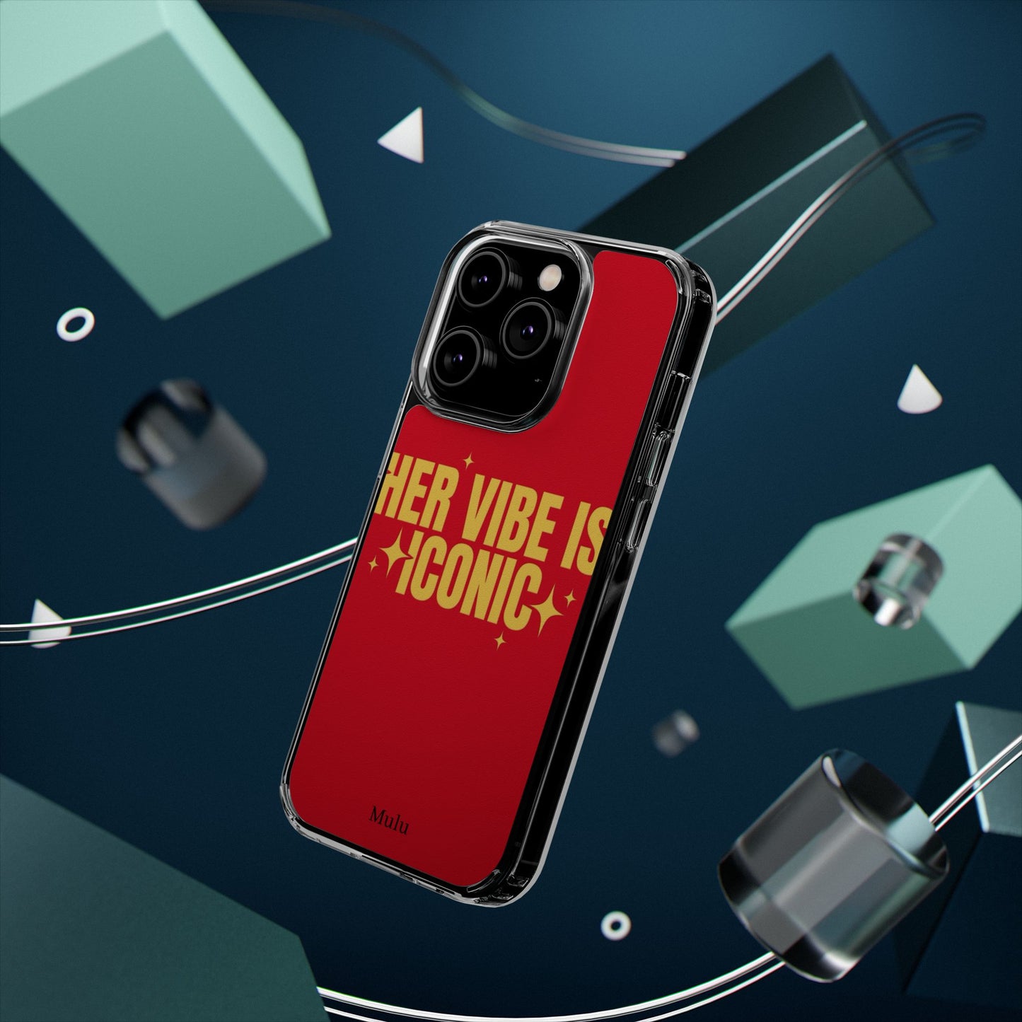 Clear Impact-Resistant Phone Case — "Her Vibe Is Iconic" Red Protective Cover