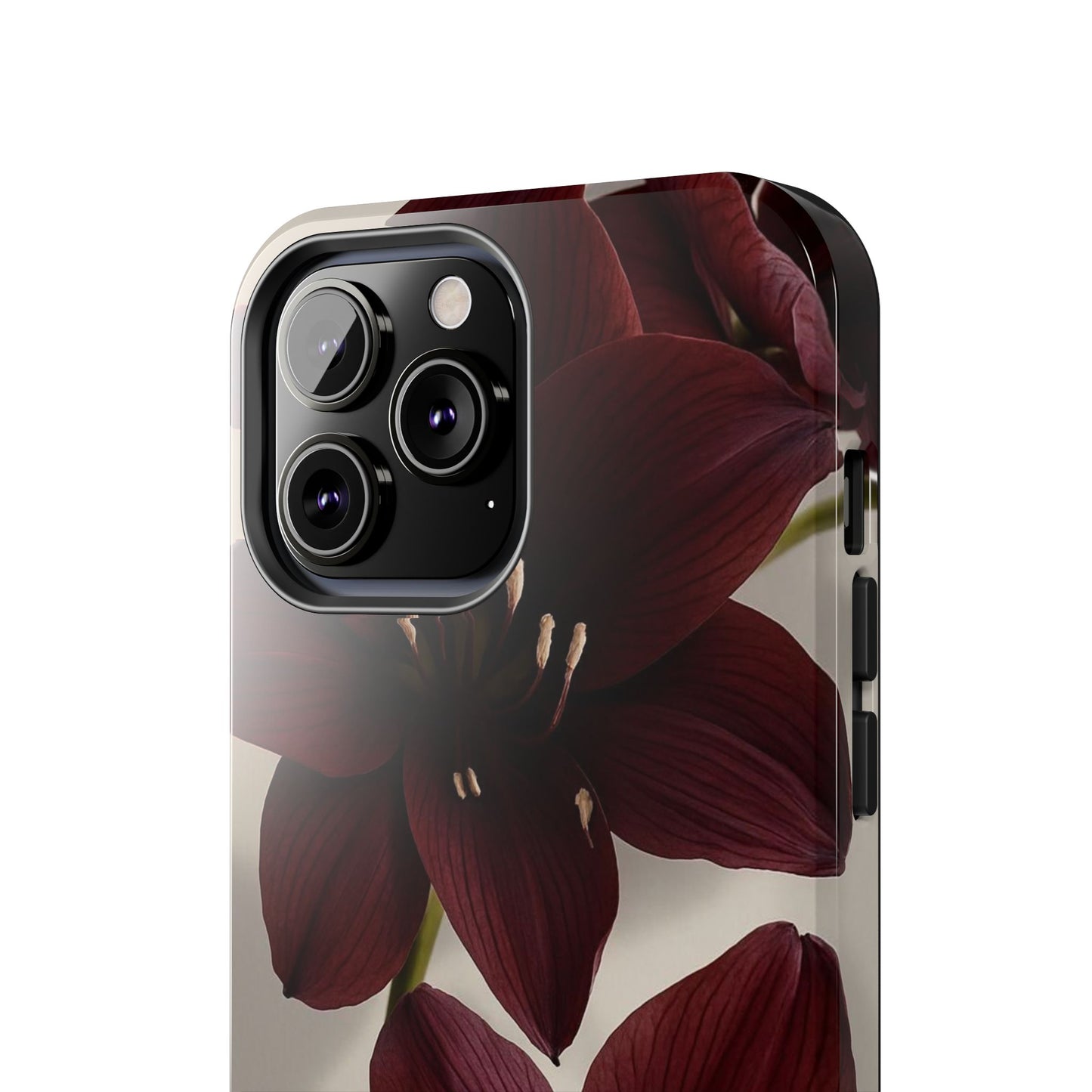 Amaryllis Noir Tough Phone Case — Dark Burgundy Floral Protective Cover