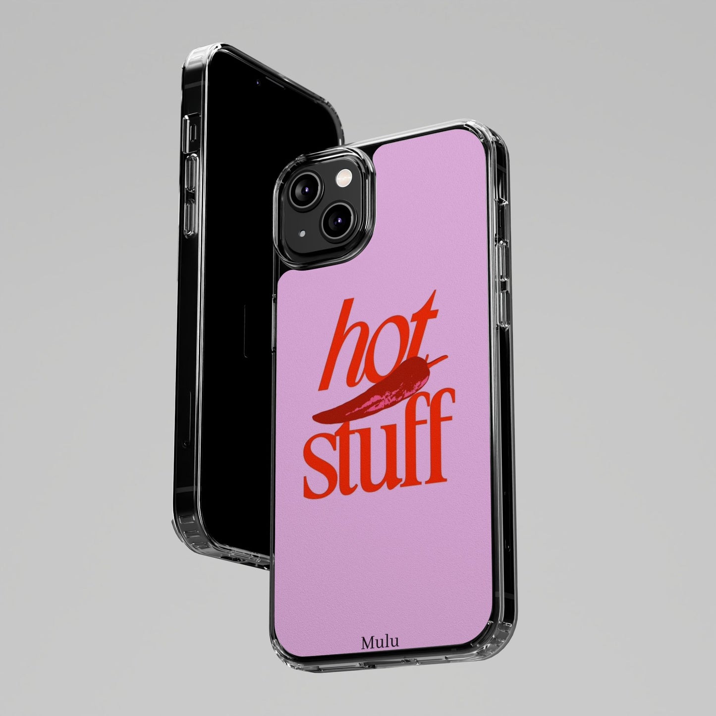 Hot Stuff Clear Impact Phone Case — Pink Retro Typography iPhone Cover