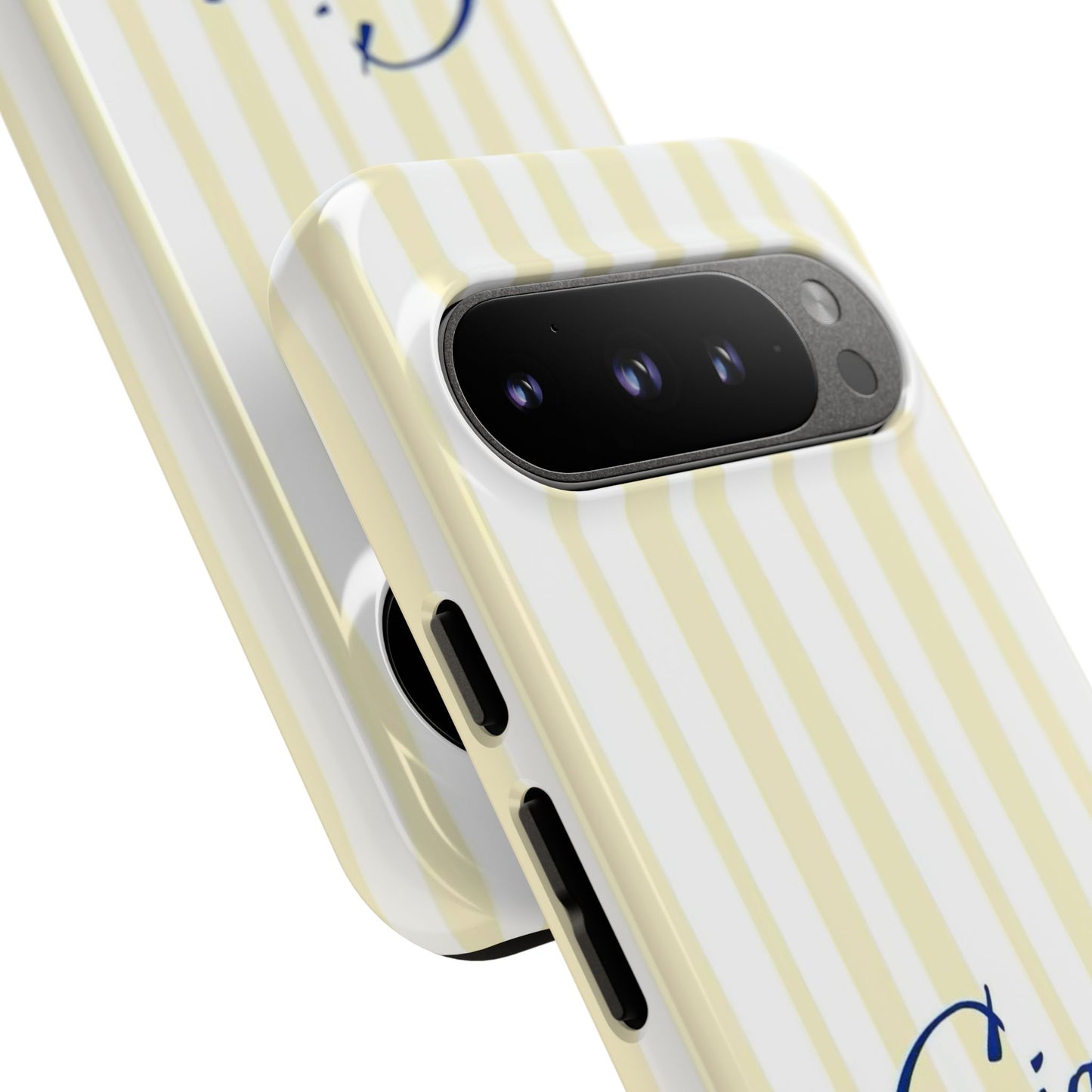 Ciao Bella Phone Case – Striped Elegant Italian Script Protective Cover