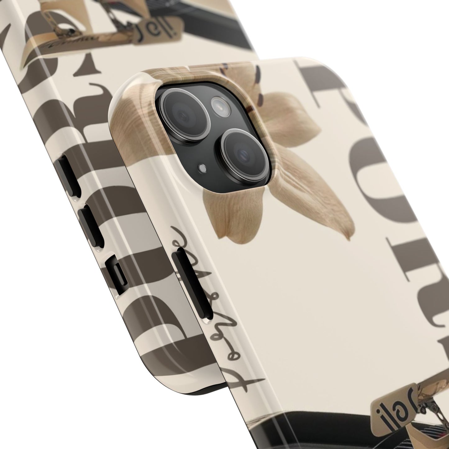Tough Phone Case — Beige Sports Car Design with 'Tourist' Typography