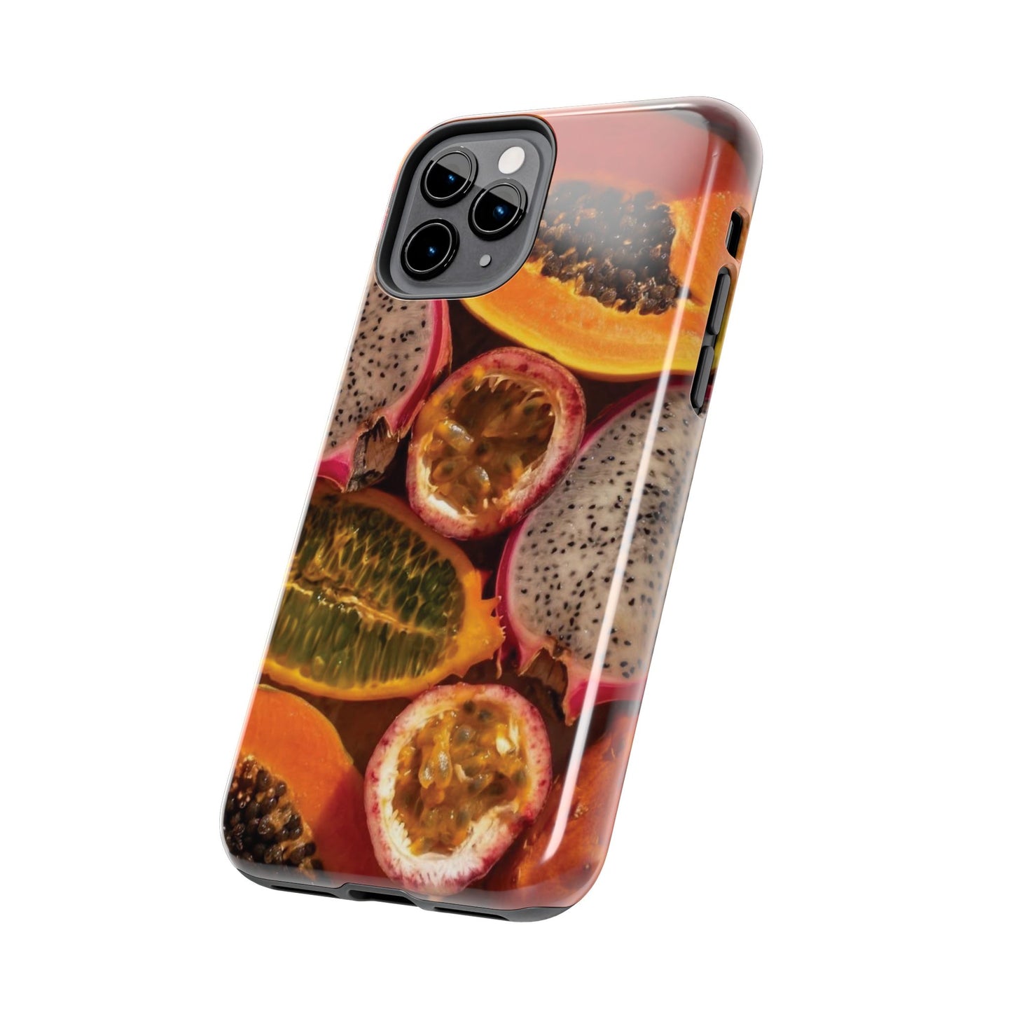 Tropical Fruit Tough Phone Case — Papaya & Dragon Fruit Design