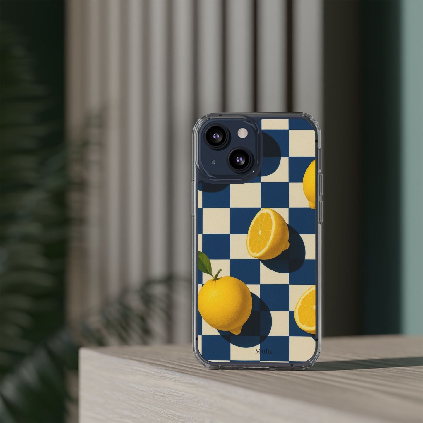 Clear Impact-Resistant Case — Retro Checkered Lemons Phone Case