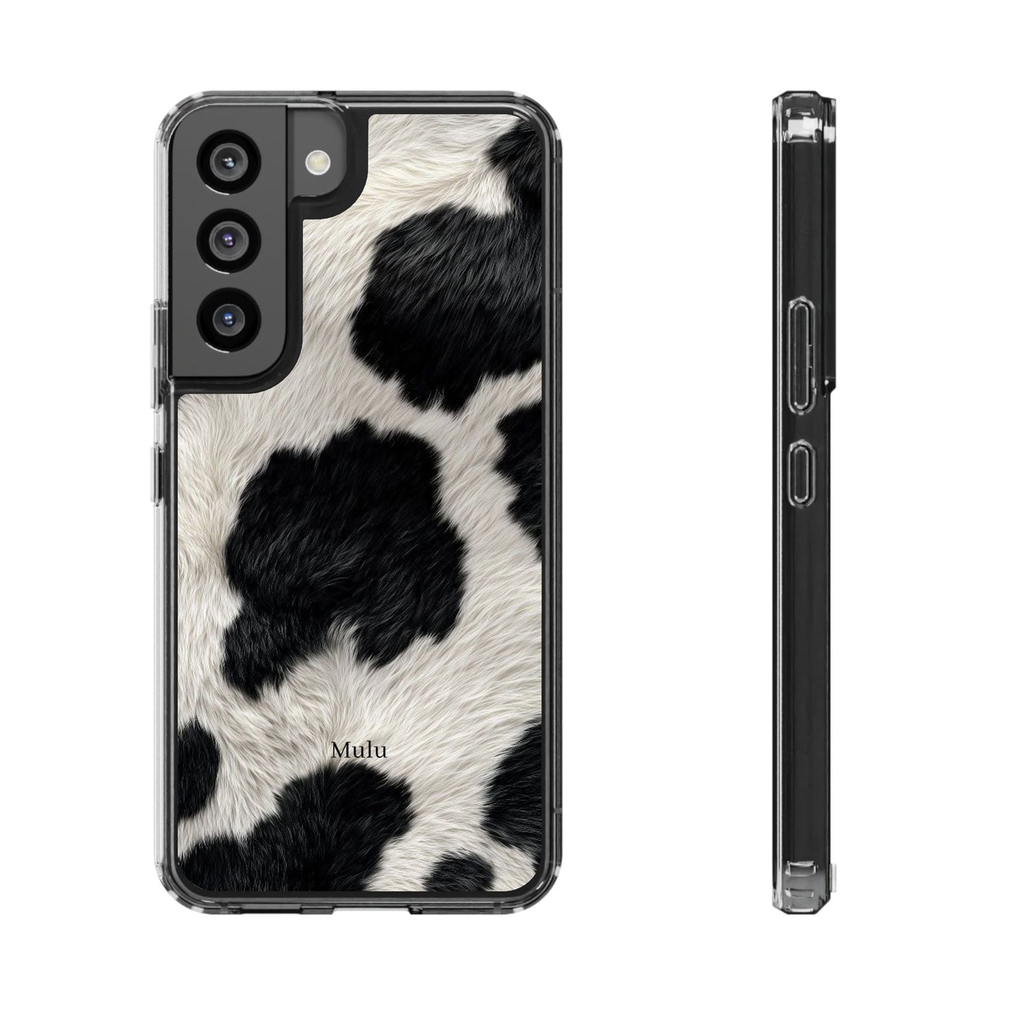 Cow Print Clear Impact Phone Case — Faux Fur Black & White Protection