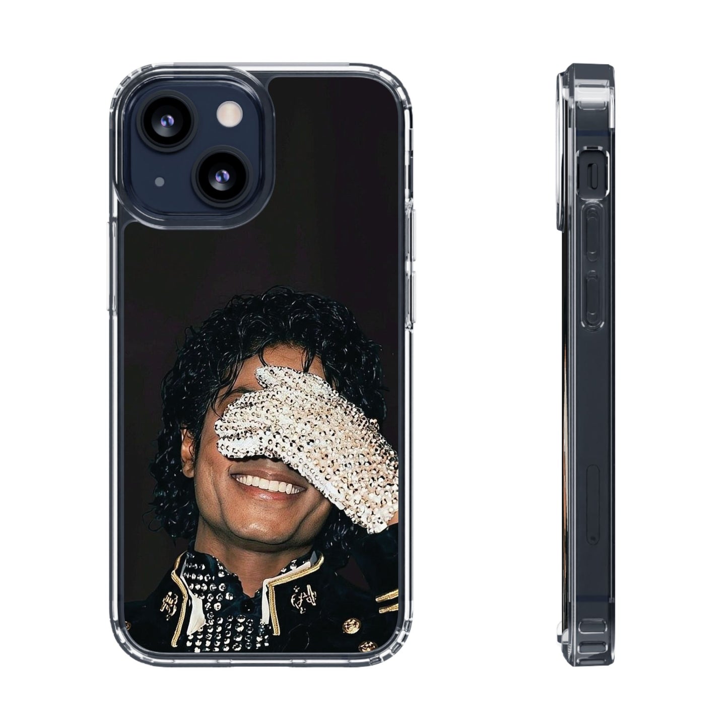 Michael Jackson Smiling Portrait Clear Phone Case — Retro Pop Icon Design