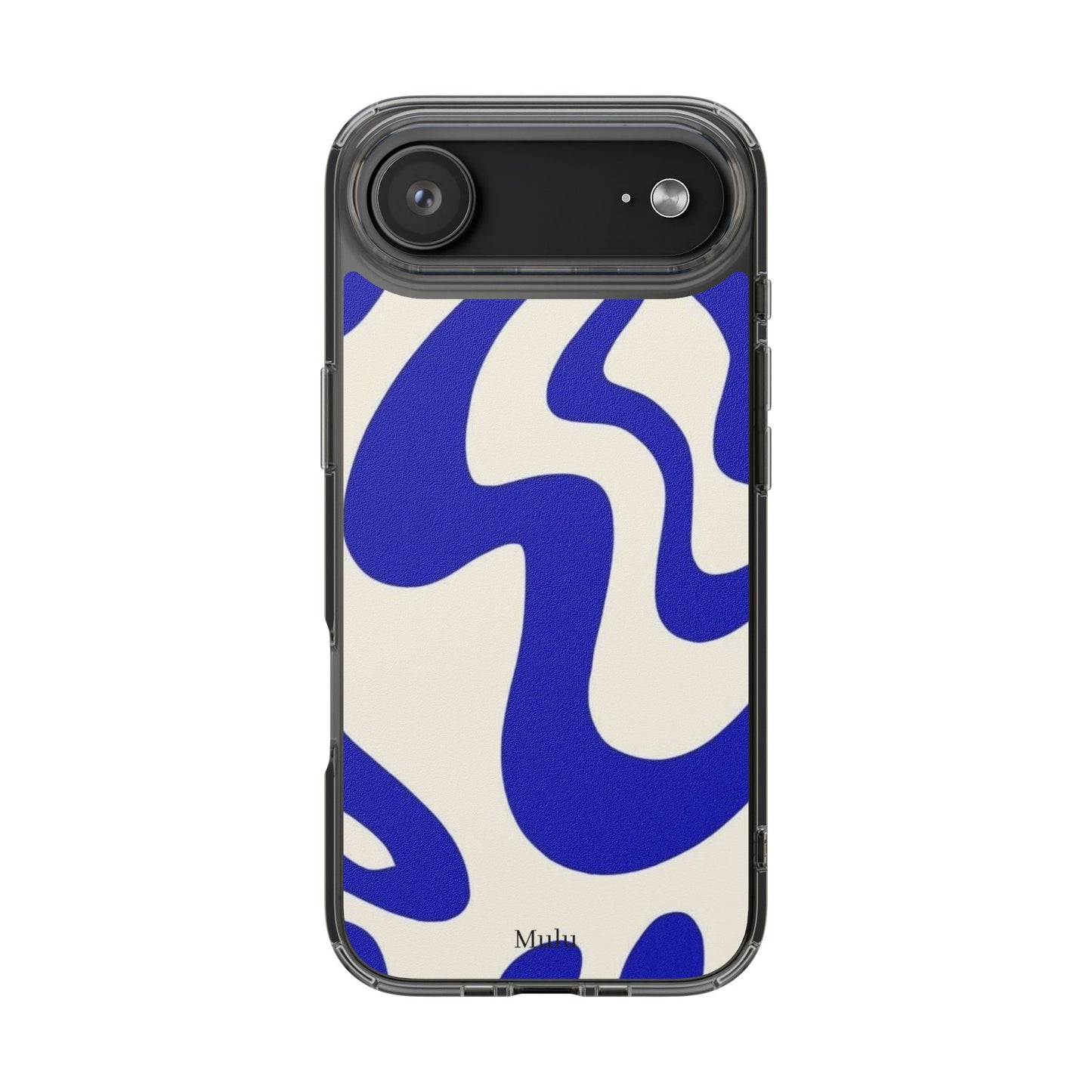 Clear Impact-Resistant Case — Blue Abstract Wavy Pattern