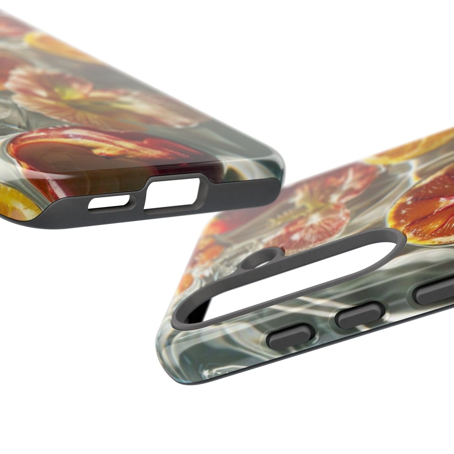 Citrus & Hibiscus Protective Phone Case – Summer Fruit Water Print Tough Case