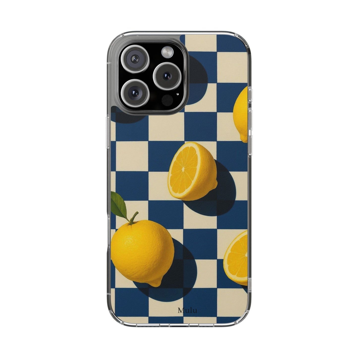 Clear Impact-Resistant Case — Retro Checkered Lemons Phone Case