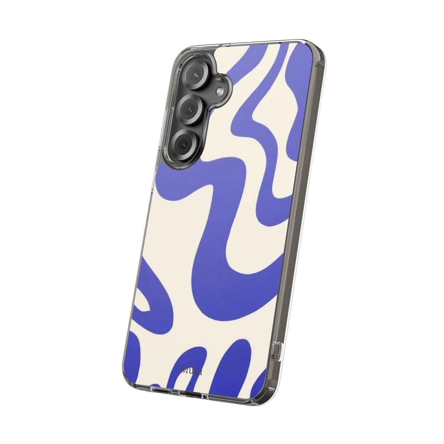 Clear Impact-Resistant Case — Blue Abstract Wavy Pattern