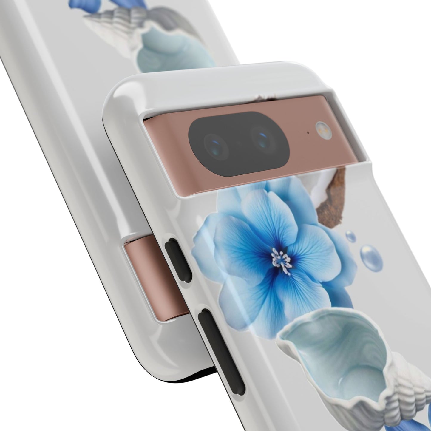 Tropical Blue Floral Phone Case — Coconut, Shell & Starfish Design