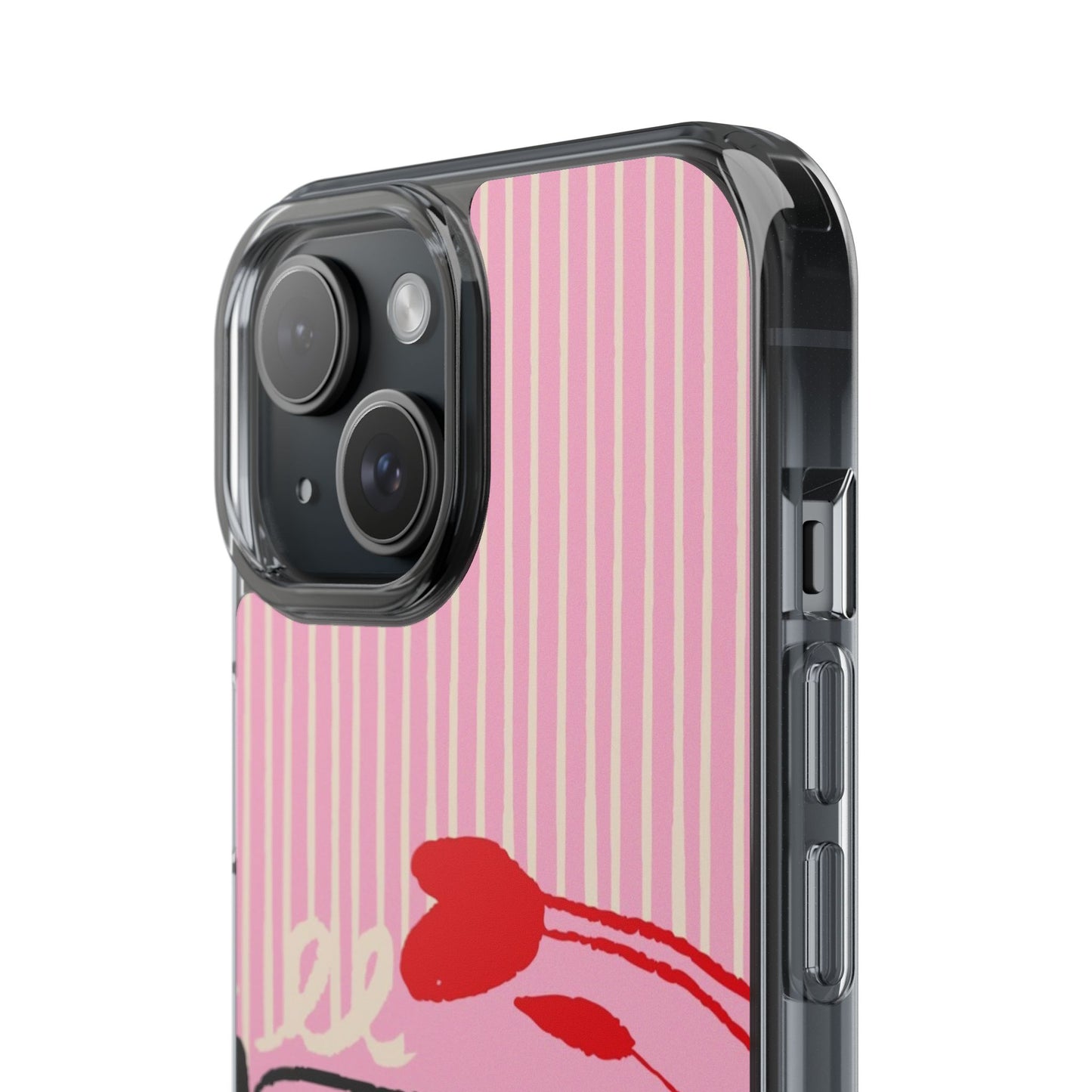 Clear Impact-Resistant Case — Pink Cute Heart Cartoon Design