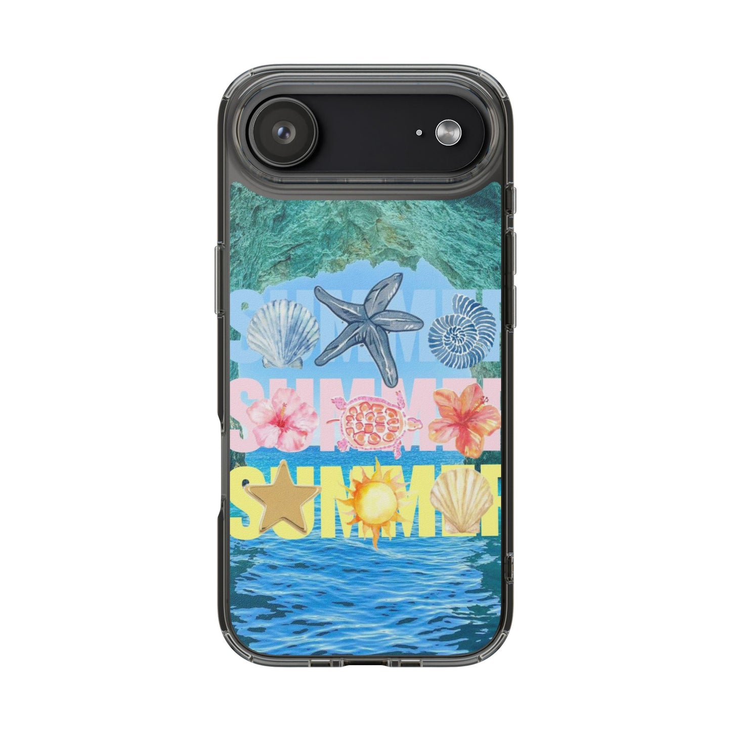 Clear Summer Beach Phone Case — Impact‑Resistant Tropical Design
