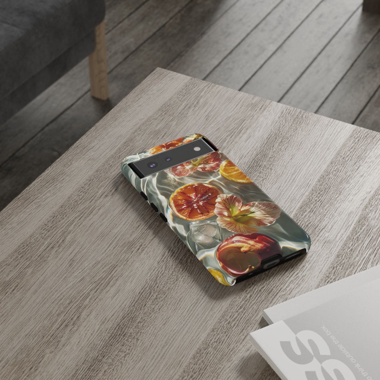 Citrus & Hibiscus Protective Phone Case – Summer Fruit Water Print Tough Case