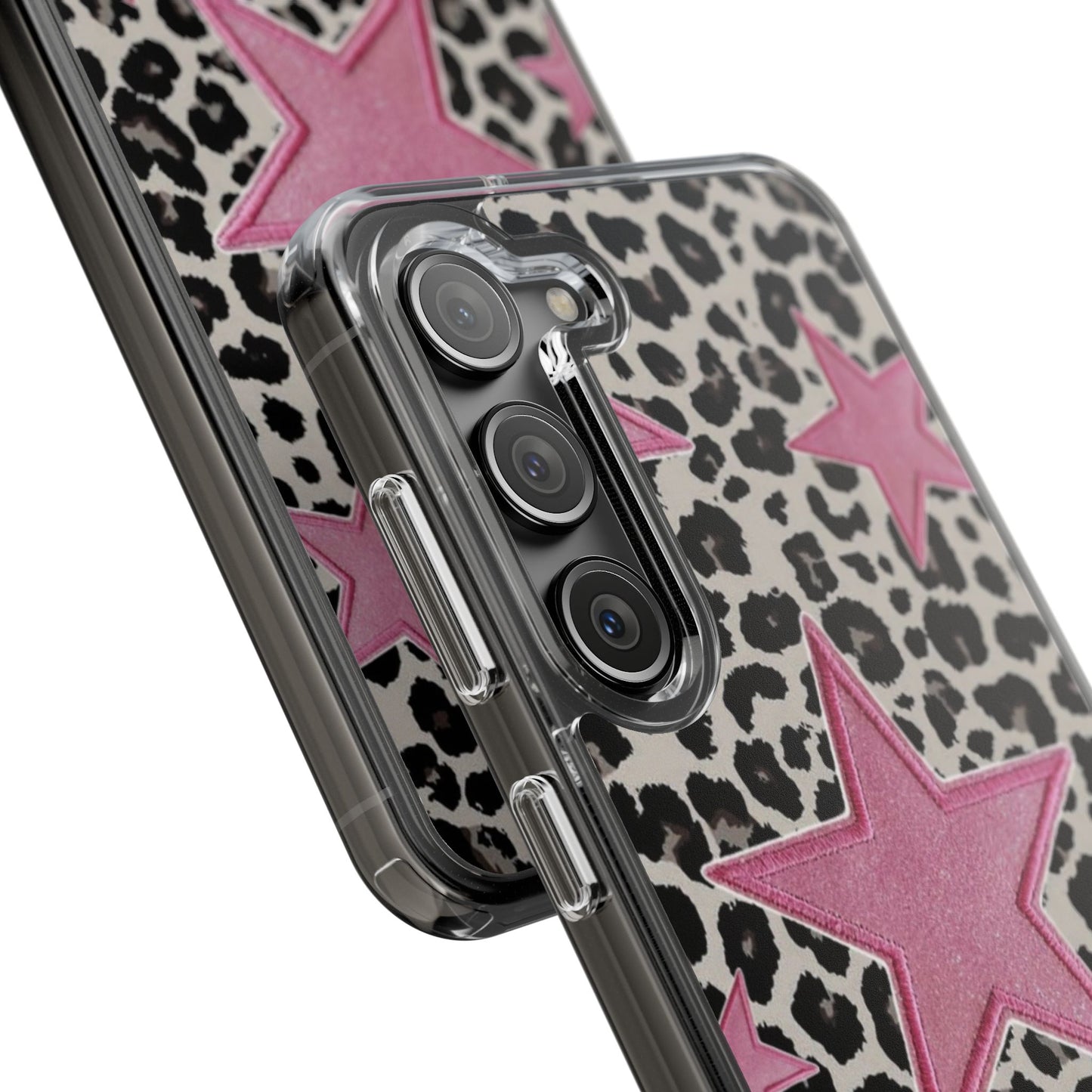 Pink Star Leopard Clear Impact Phone Case