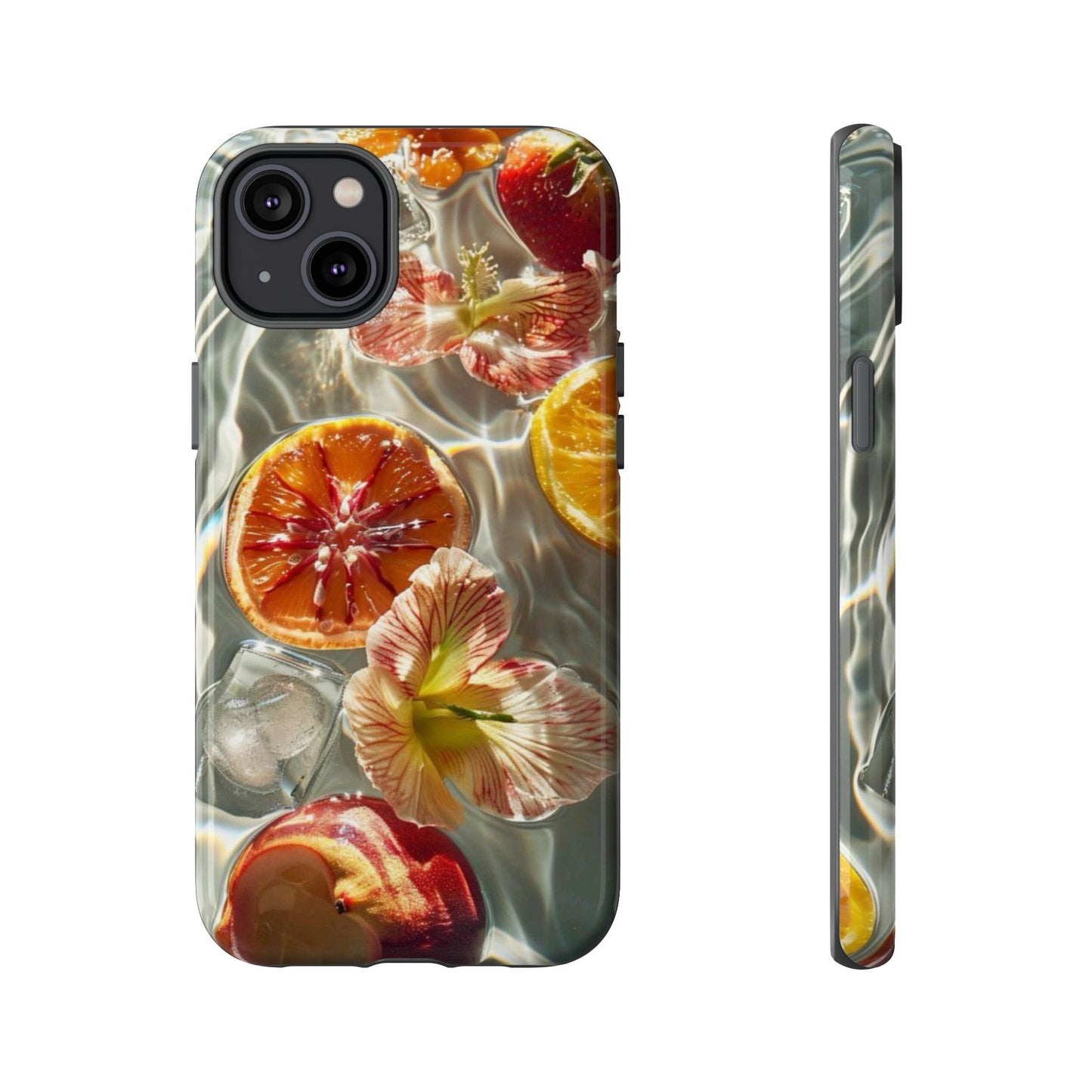 Citrus & Hibiscus Protective Phone Case – Summer Fruit Water Print Tough Case