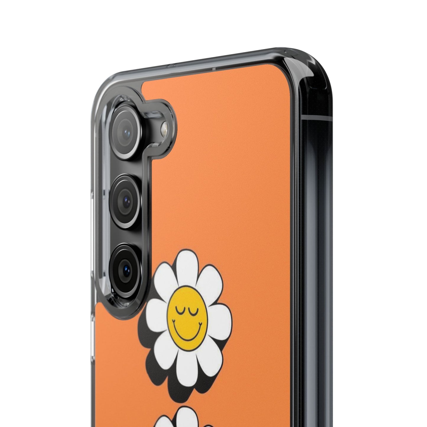 Phone Case — Orange Smiley Daisy Clear Impact‑Resistant Case