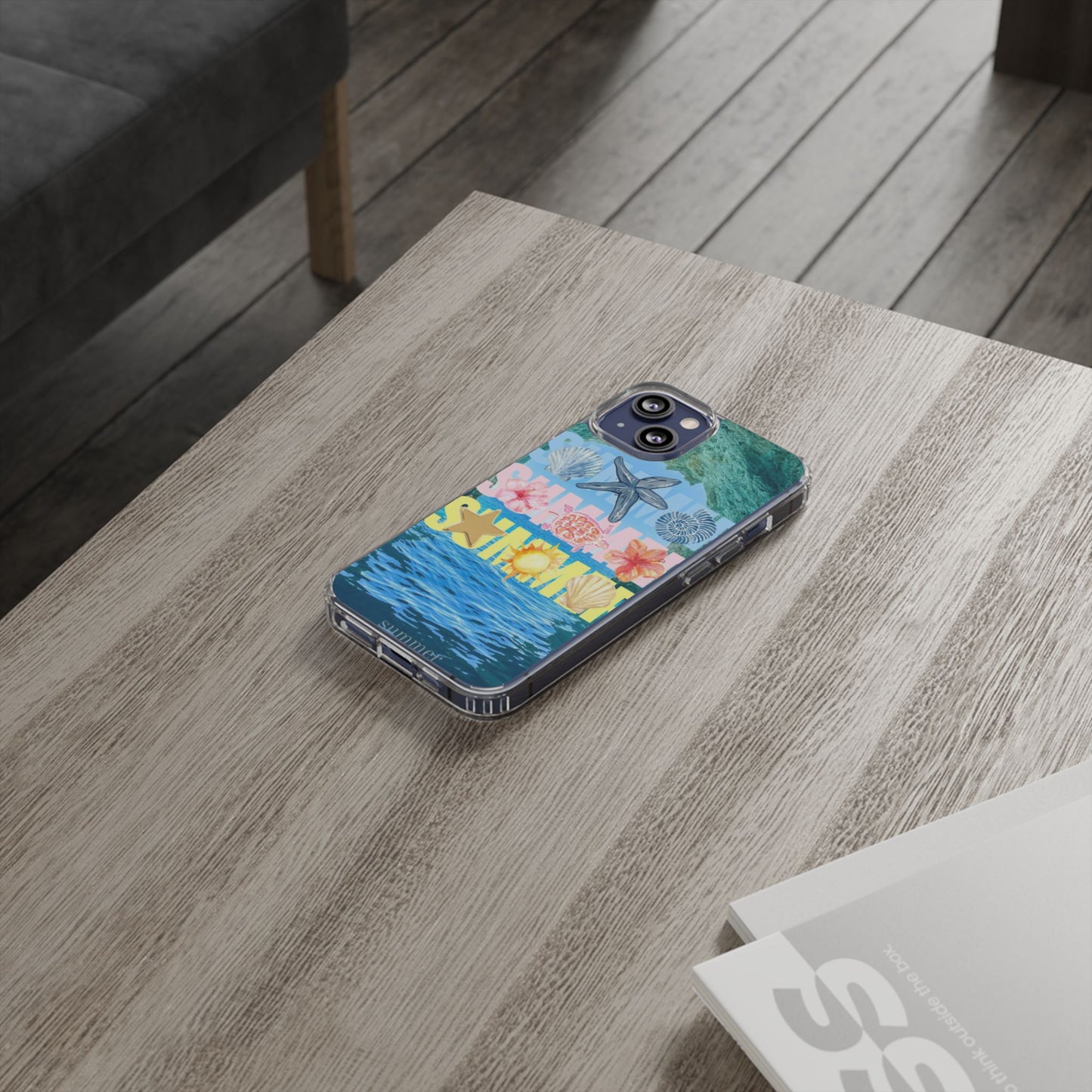 Clear Summer Beach Phone Case — Impact‑Resistant Tropical Design