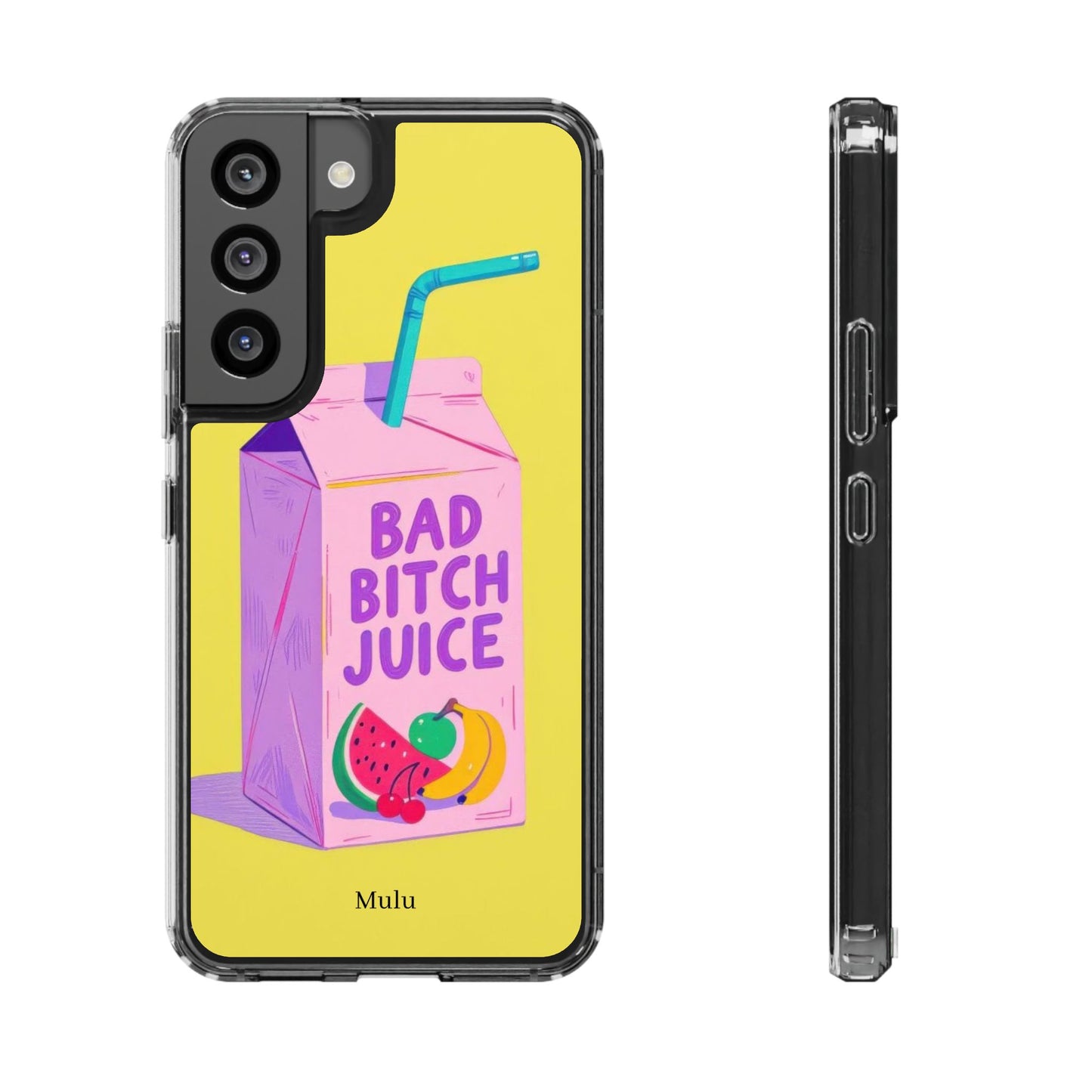 Clear Impact-Resistant Phone Case — "Bad Bitch Juice" Cartoon Juice Box Design