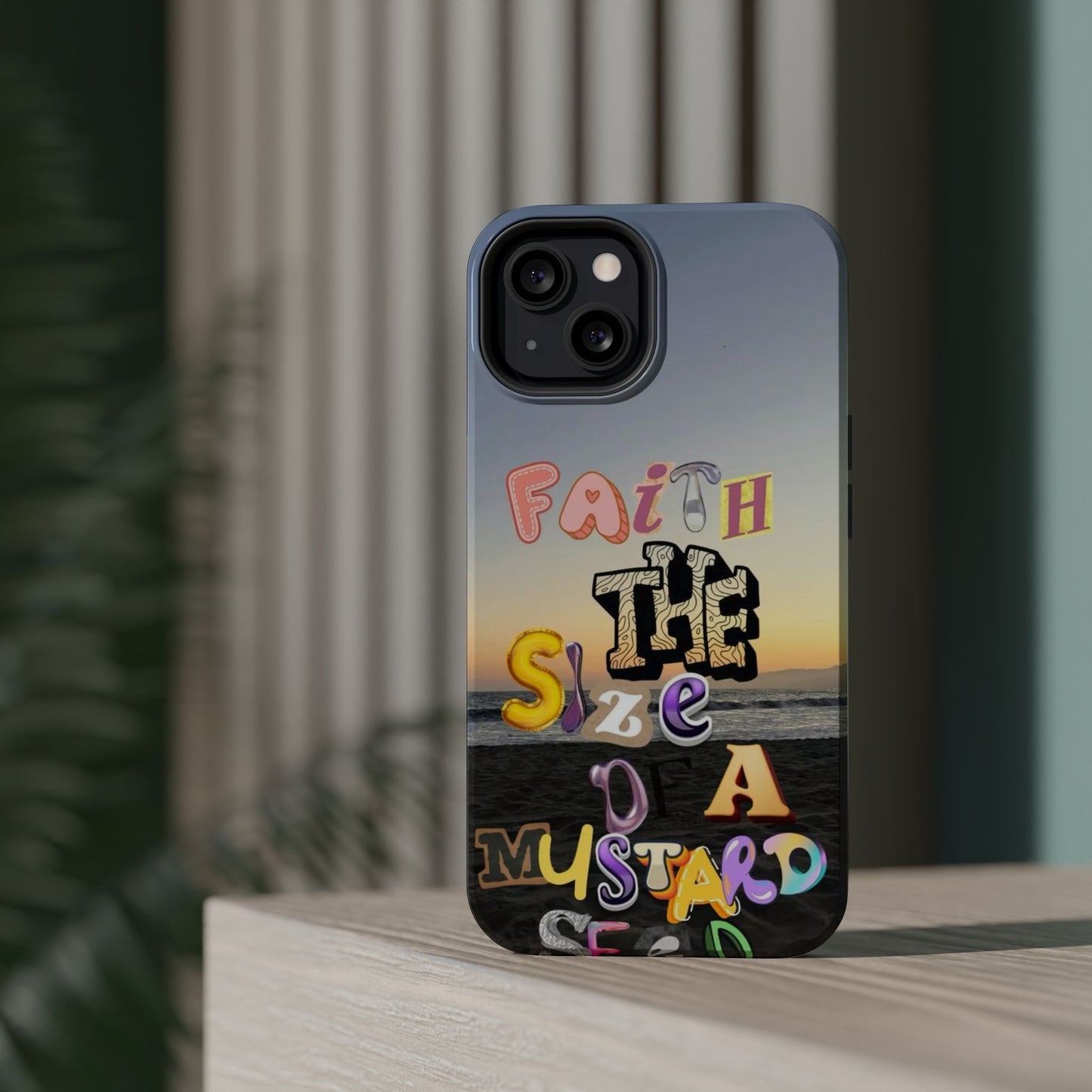 Magnetic Impact-Resistant Phone Case — "Faith the Size of a Mustard Seed" Sunset Design