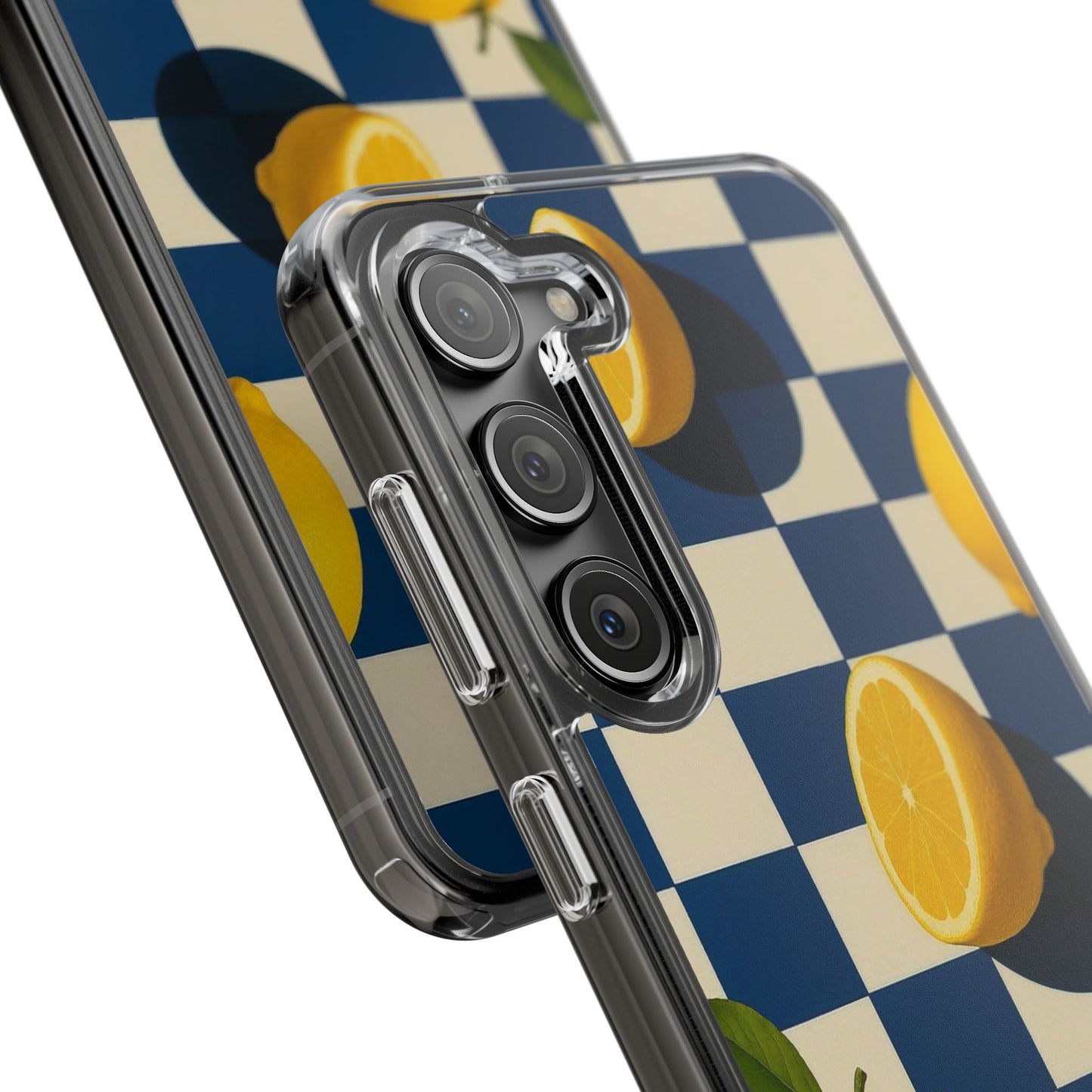 Clear Impact-Resistant Case — Retro Checkered Lemons Phone Case