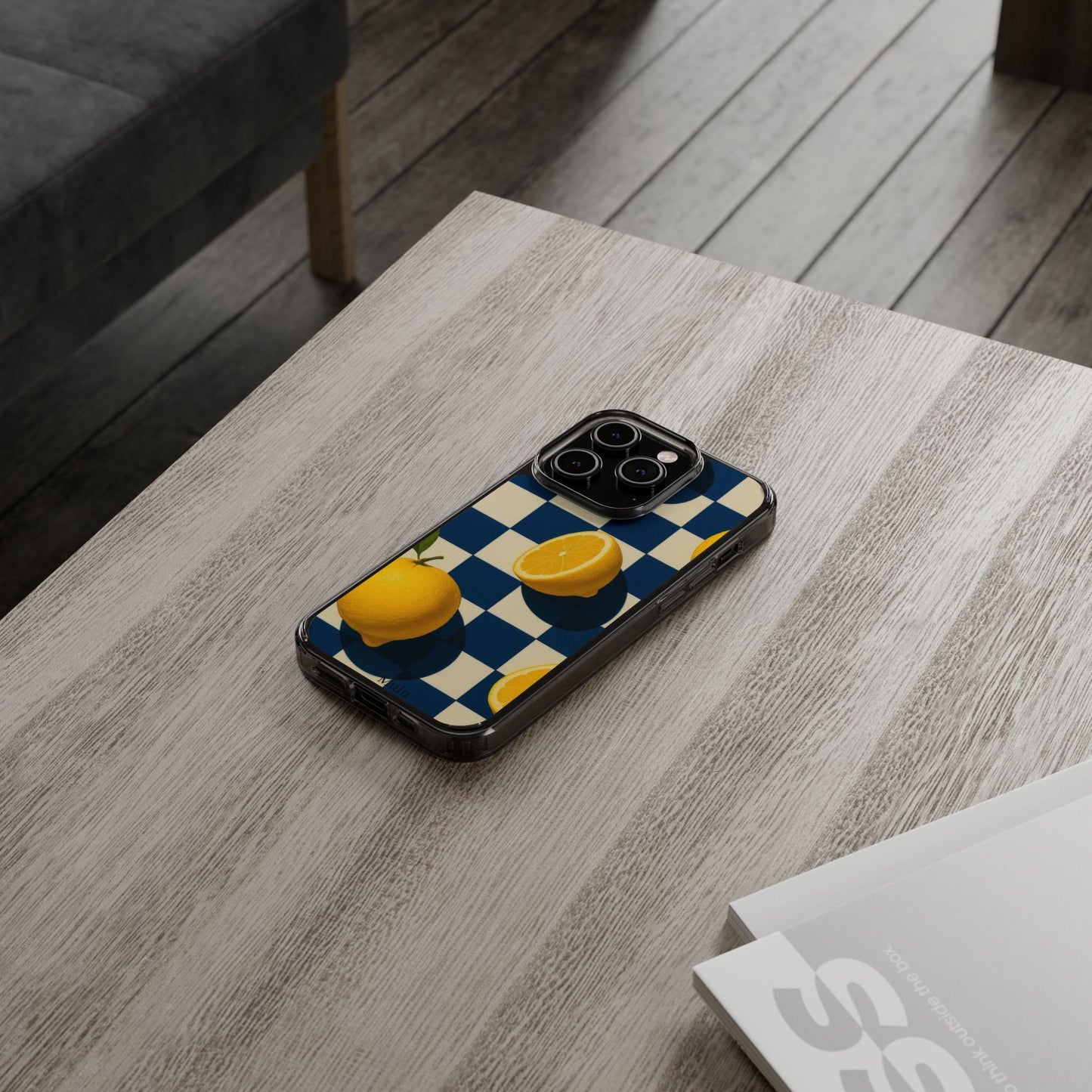 Clear Impact-Resistant Case — Retro Checkered Lemons Phone Case
