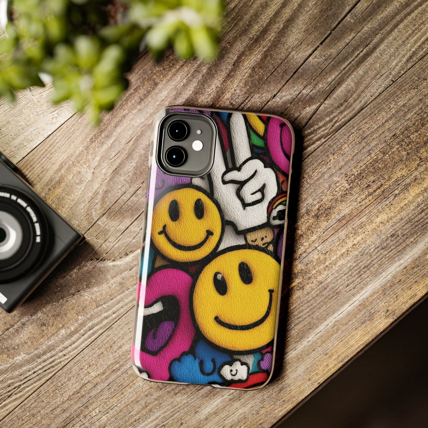 Smiley Graffiti Tough Phone Case – Colorful Urban Art Protection