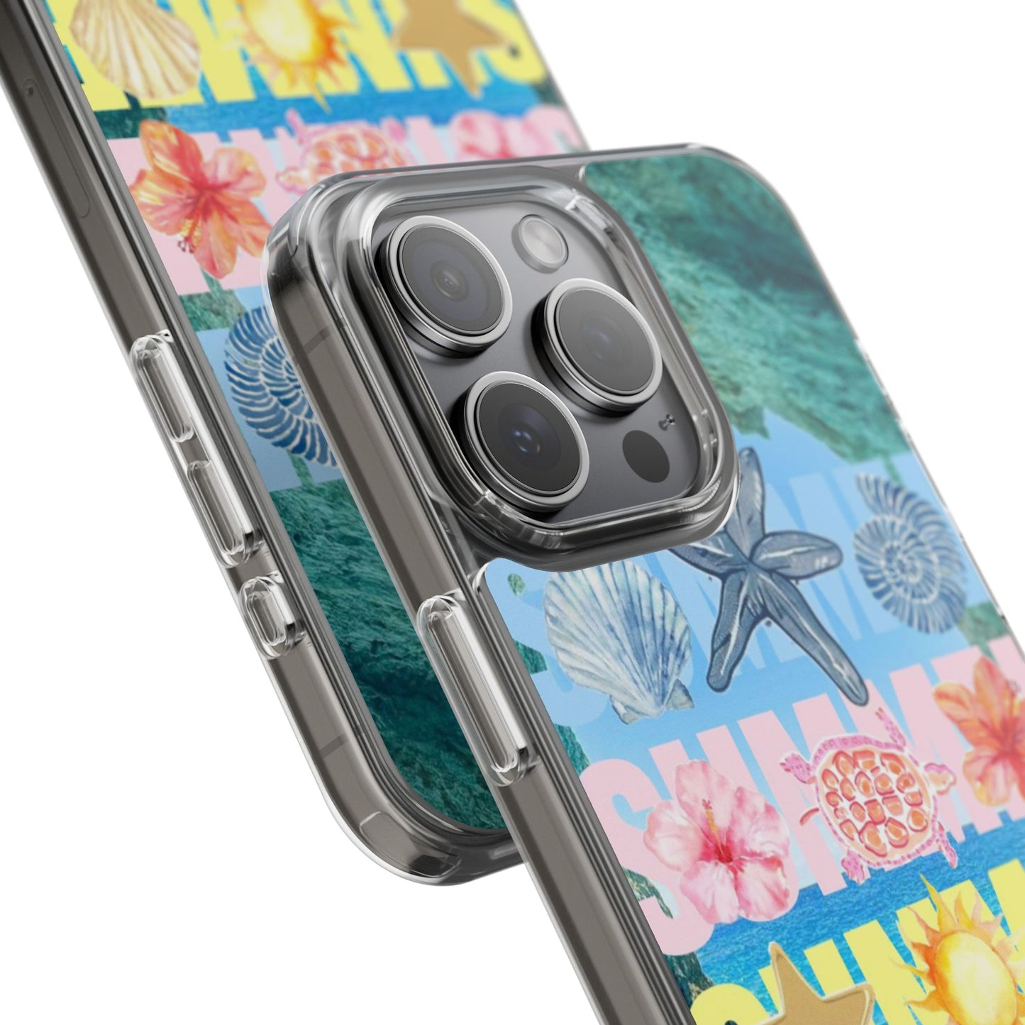 Clear Summer Beach Phone Case — Impact‑Resistant Tropical Design