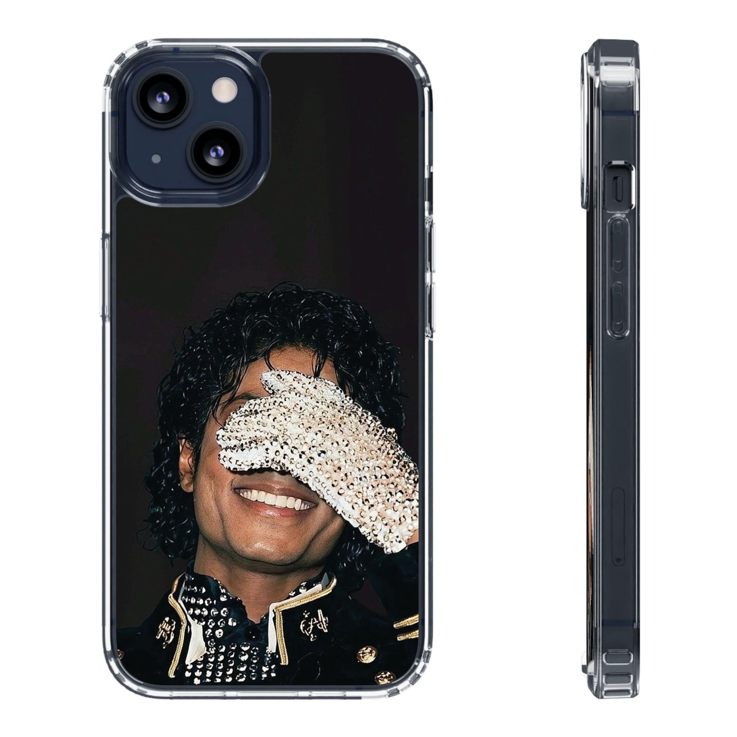 Michael Jackson Smiling Portrait Clear Phone Case — Retro Pop Icon Design