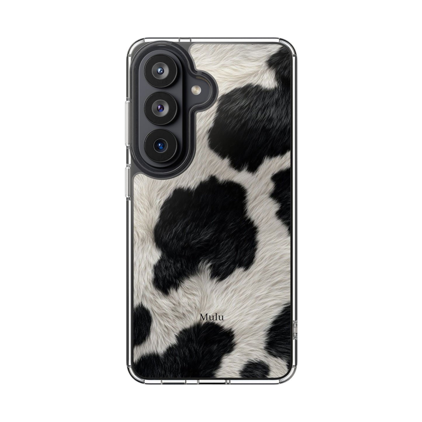 Cow Print Clear Impact Phone Case — Faux Fur Black & White Protection