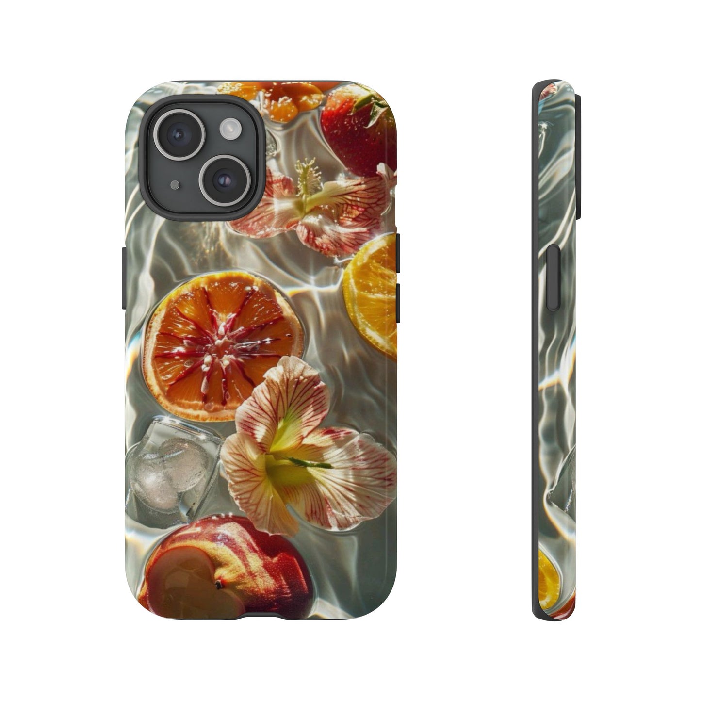 Citrus & Hibiscus Protective Phone Case – Summer Fruit Water Print Tough Case