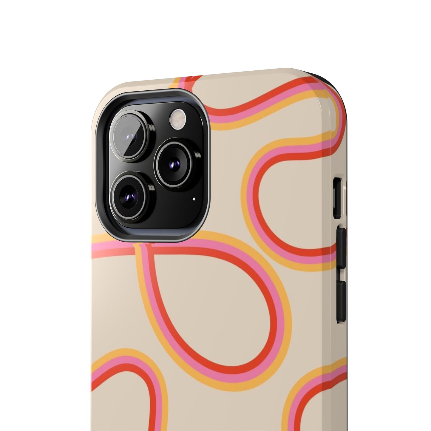 Retro Swirl Tough Phone Case — Beige Pink Orange Abstract Protection
