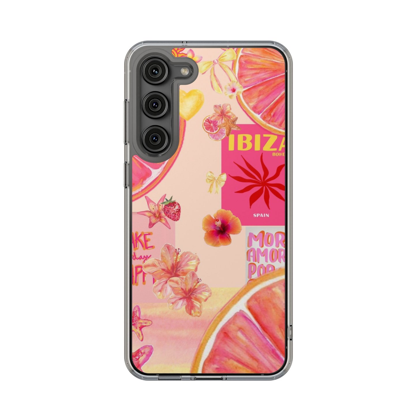 Clear Impact Phone Case — Pink Ibiza Citrus Floral Design