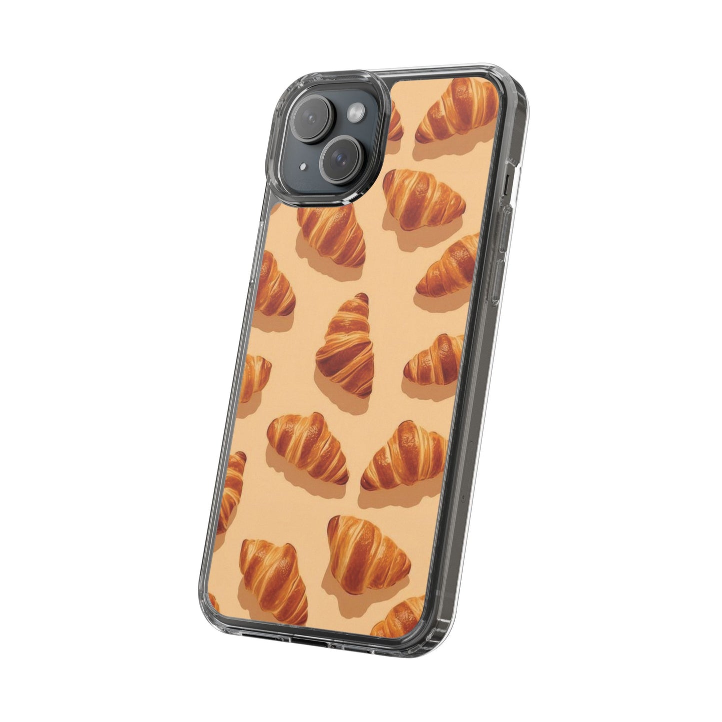 Croissant Pattern Clear Phone Case — Bakery-themed Transparent iPhone Cover