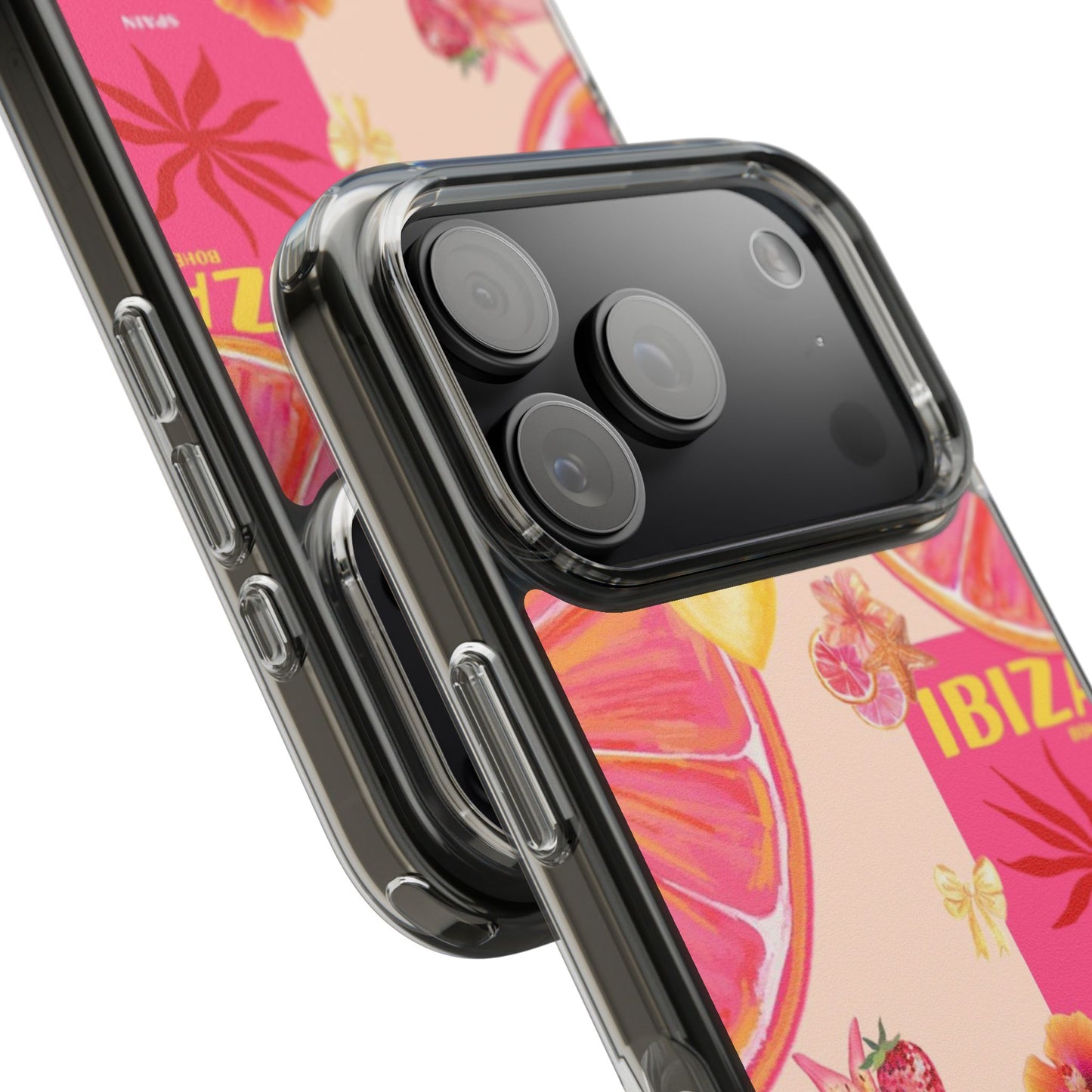 Clear Impact Phone Case — Pink Ibiza Citrus Floral Design
