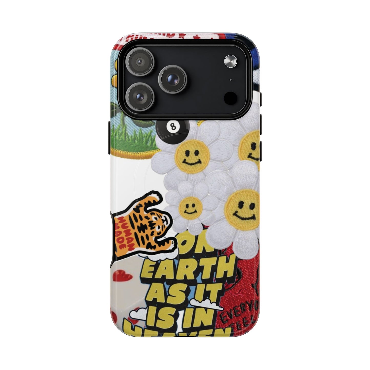 Phone Case — Retro Smiley Daisy Collage Tough Magnetic Cover