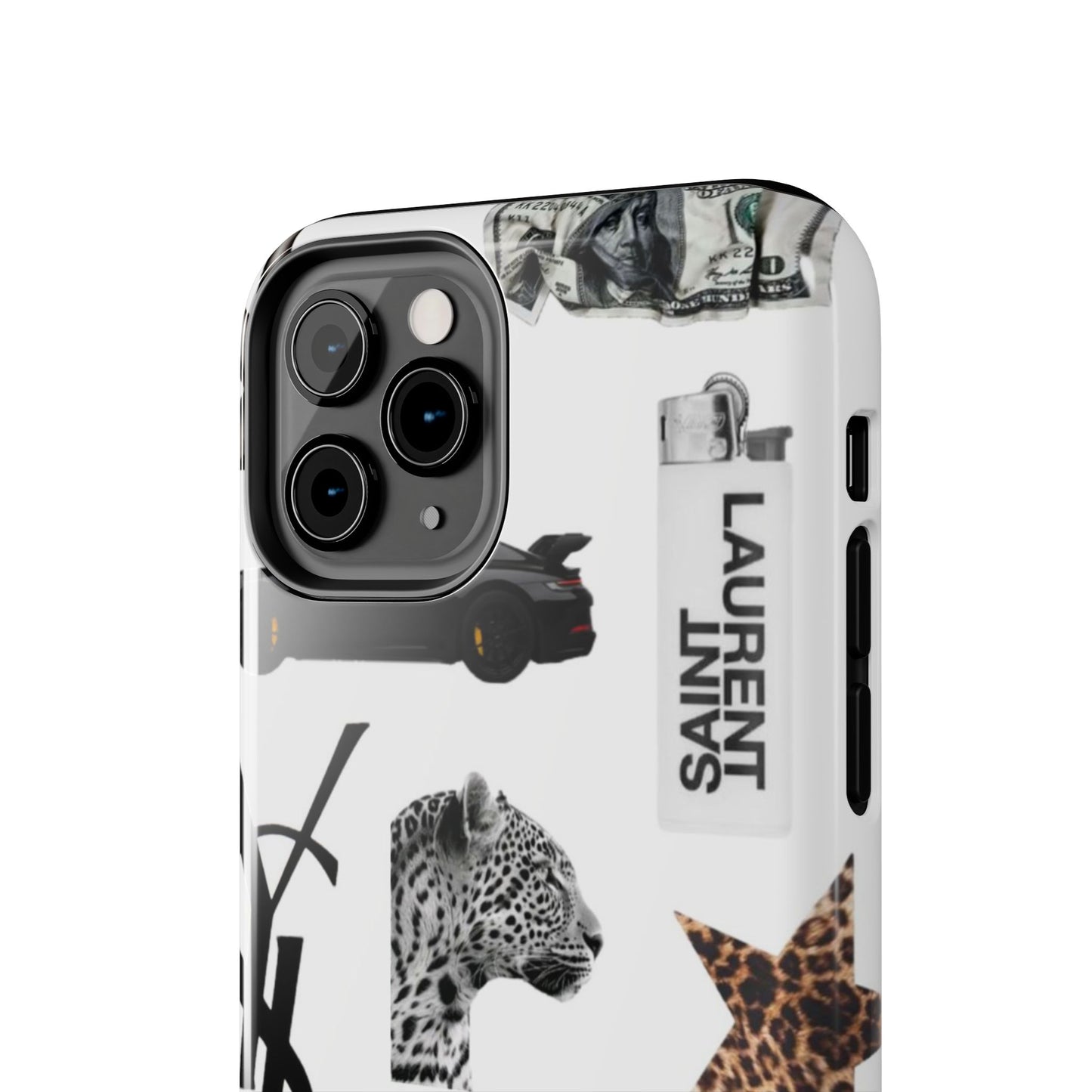 Tough Phone Case — Luxe Fashion Collage with Leopard, Martini & Kiss Print