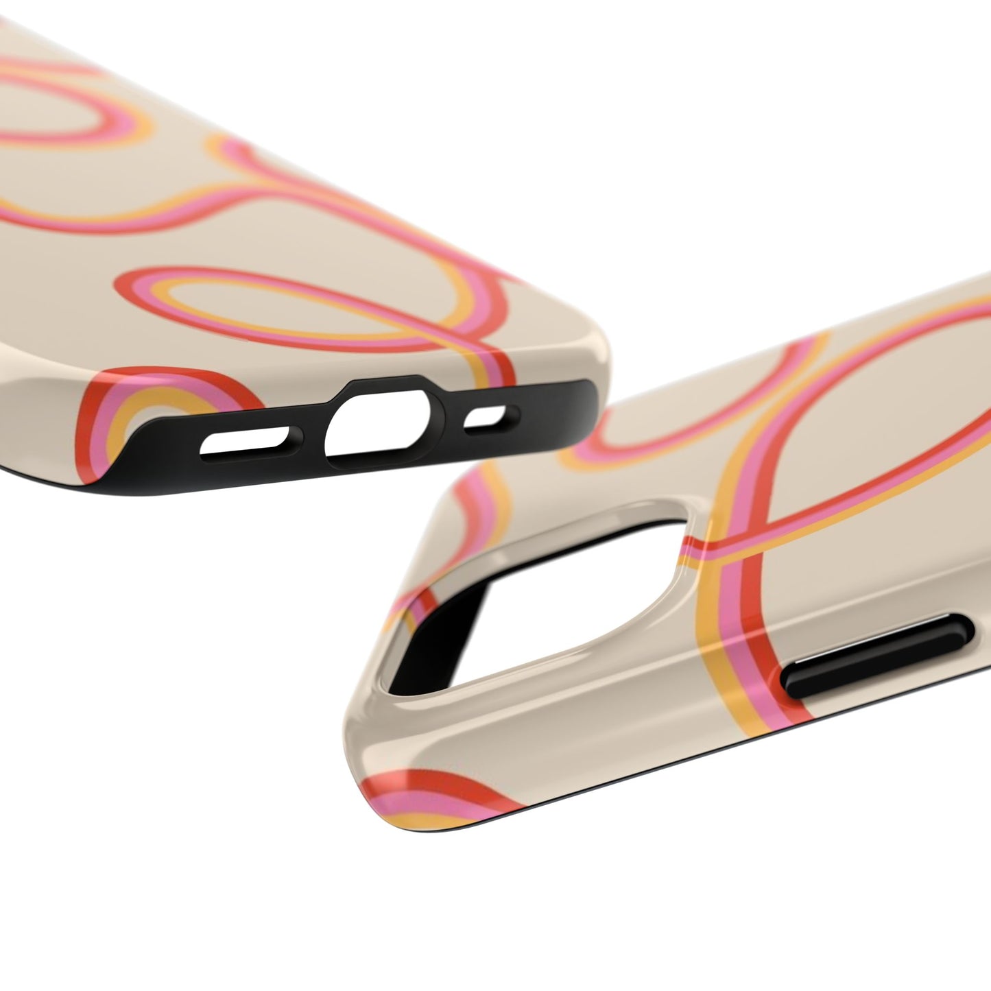 Retro Swirl Tough Phone Case — Beige Pink Orange Abstract Protection