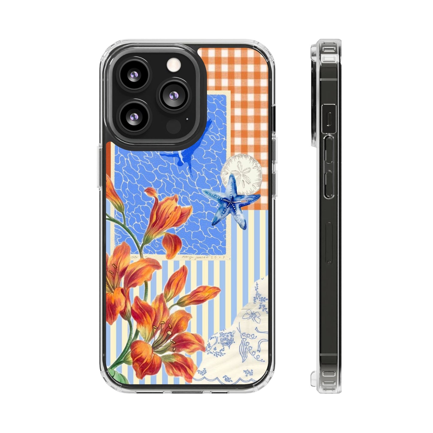 Floral Patchwork Clear Impact-Resistant Phone Case