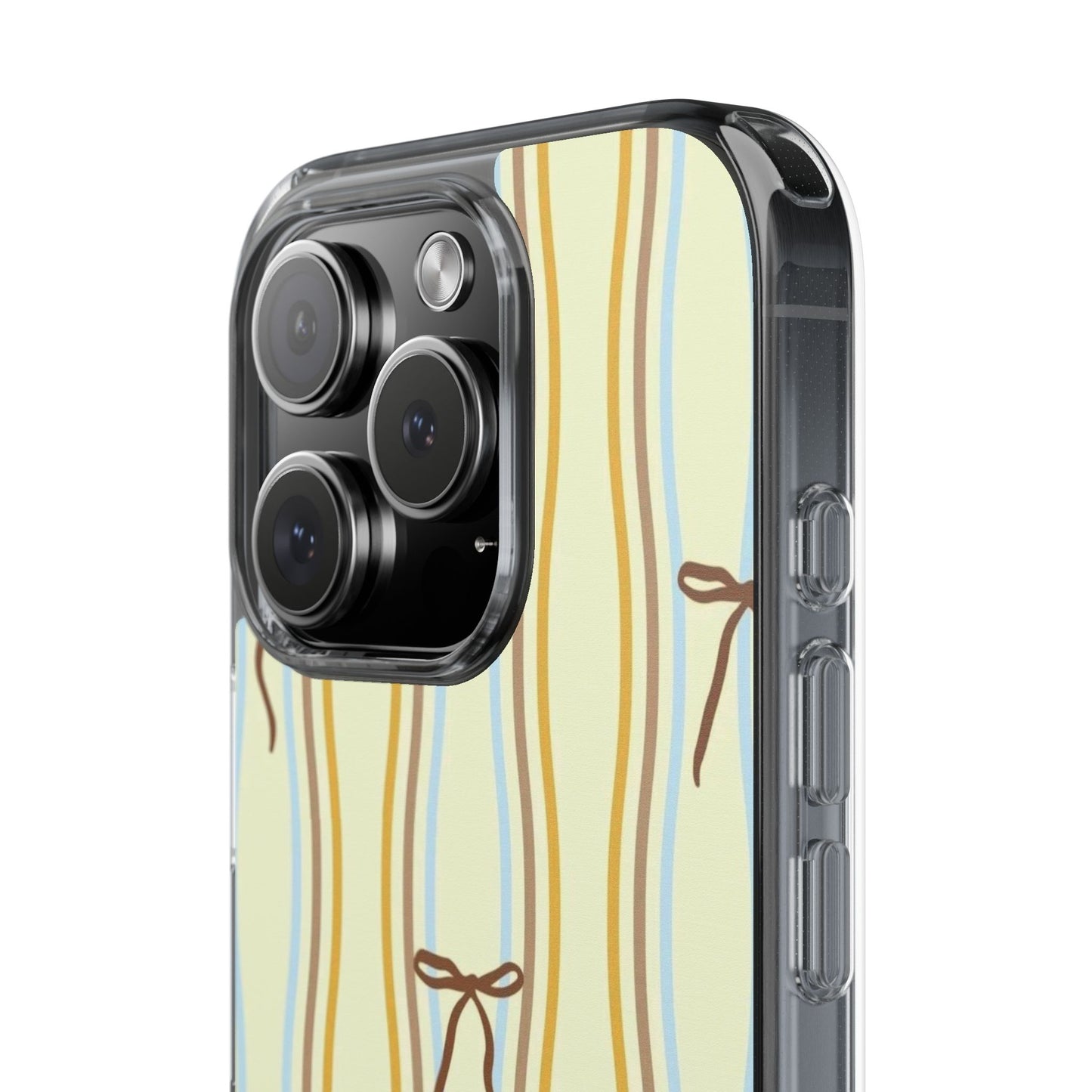 Ballet Ribbon Stripe Clear Impact Phone Case — Pastel Yellow Protective Cover