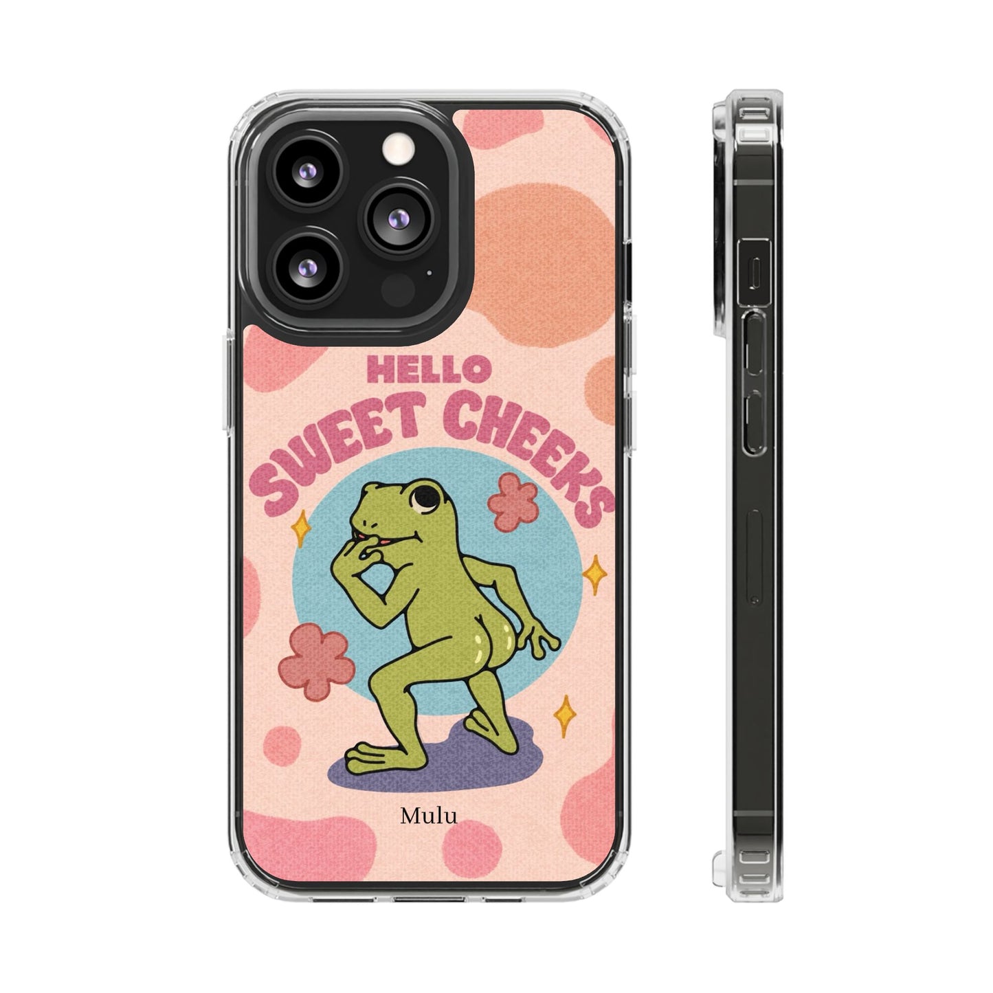 Clear Impact Phone Case — "Hello Sweet Cheeks" Retro Frog Design