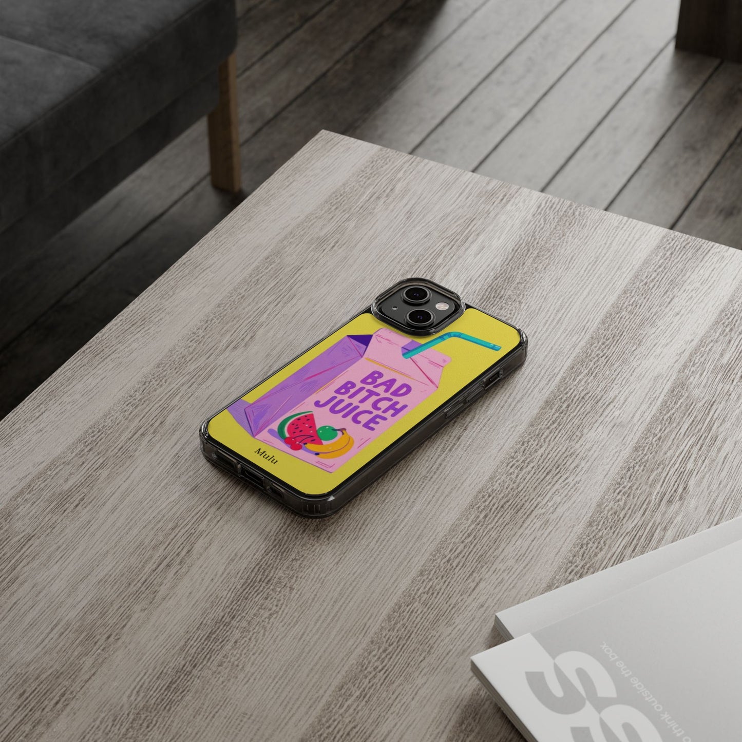 Clear Impact-Resistant Phone Case — "Bad Bitch Juice" Cartoon Juice Box Design