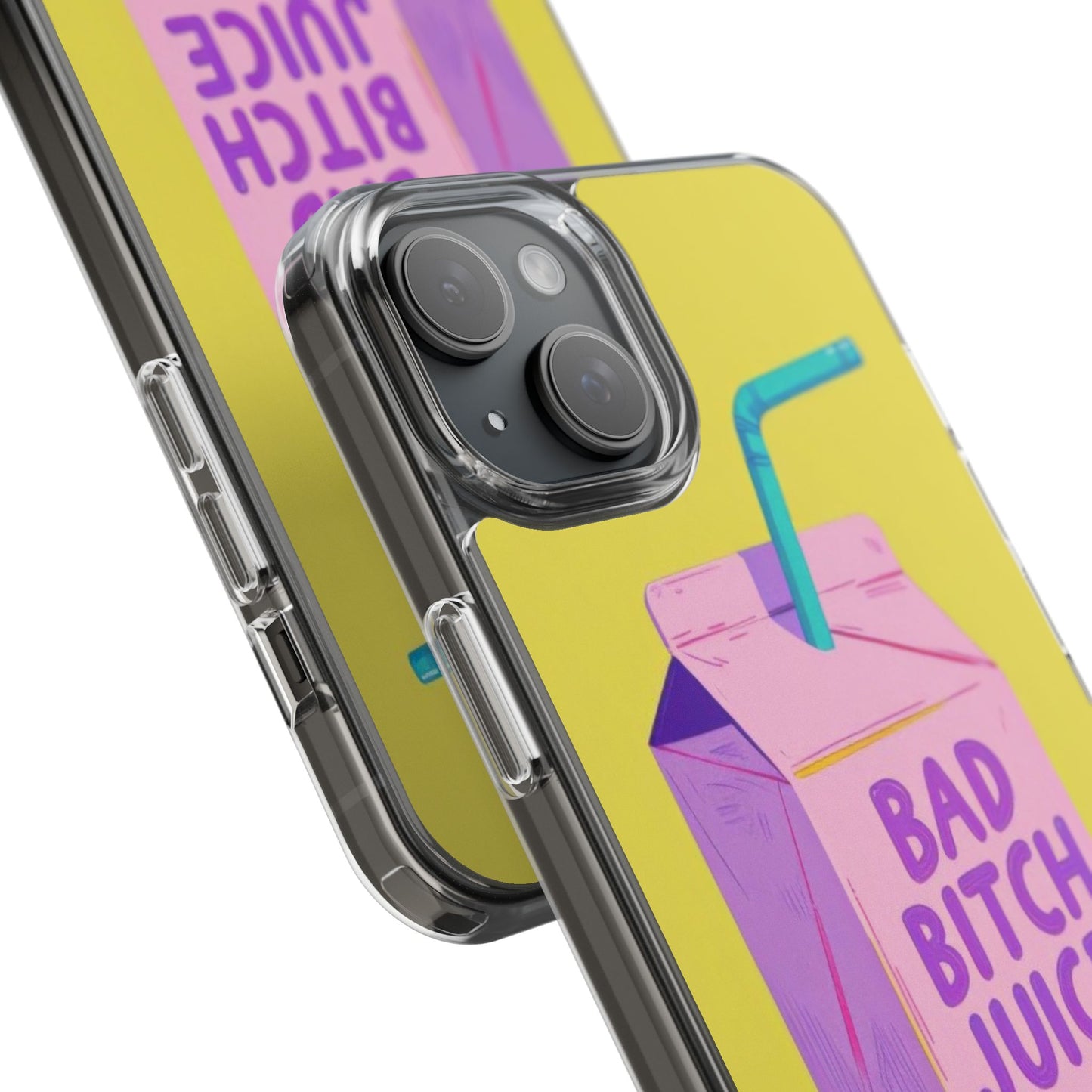 Clear Impact-Resistant Phone Case — "Bad Bitch Juice" Cartoon Juice Box Design