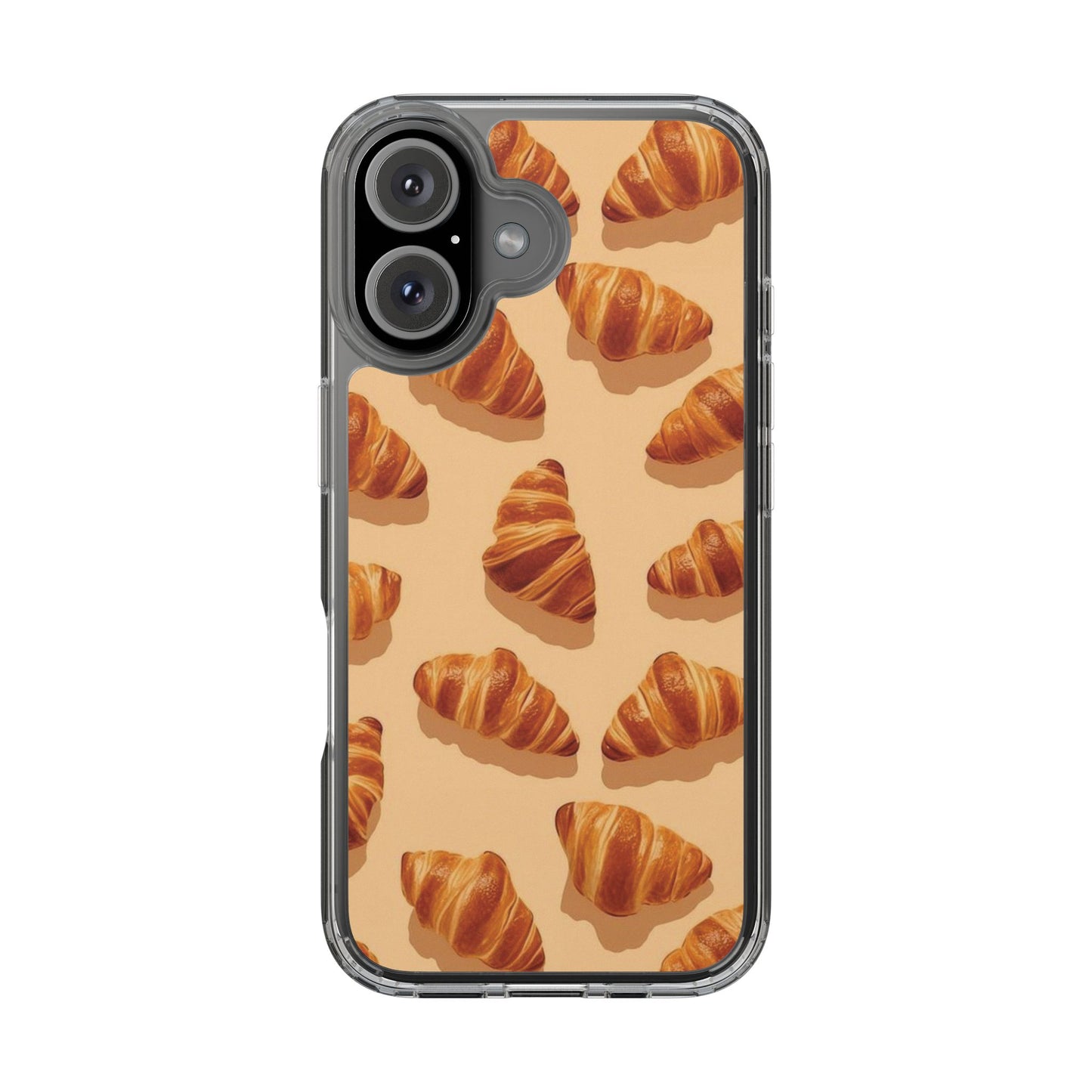 Croissant Pattern Clear Phone Case — Bakery-themed Transparent iPhone Cover