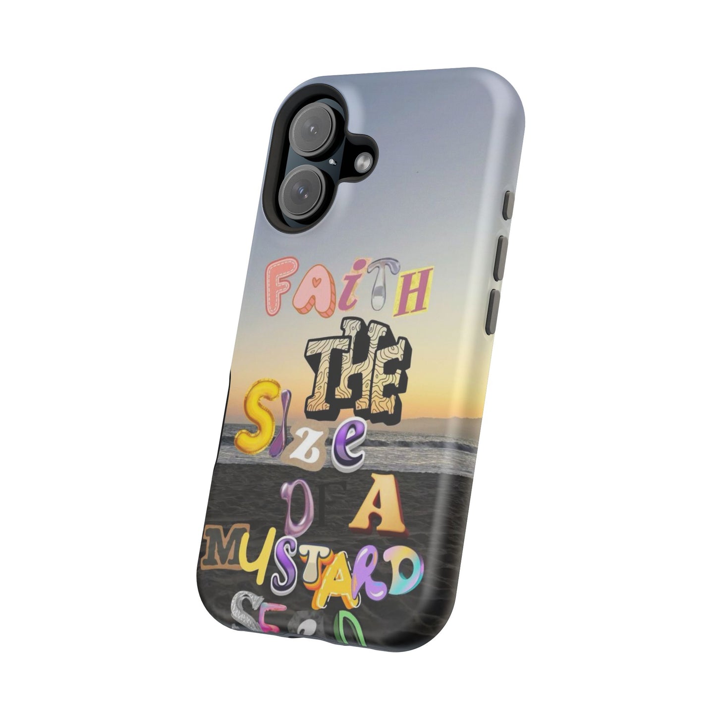 Magnetic Impact-Resistant Phone Case — "Faith the Size of a Mustard Seed" Sunset Design