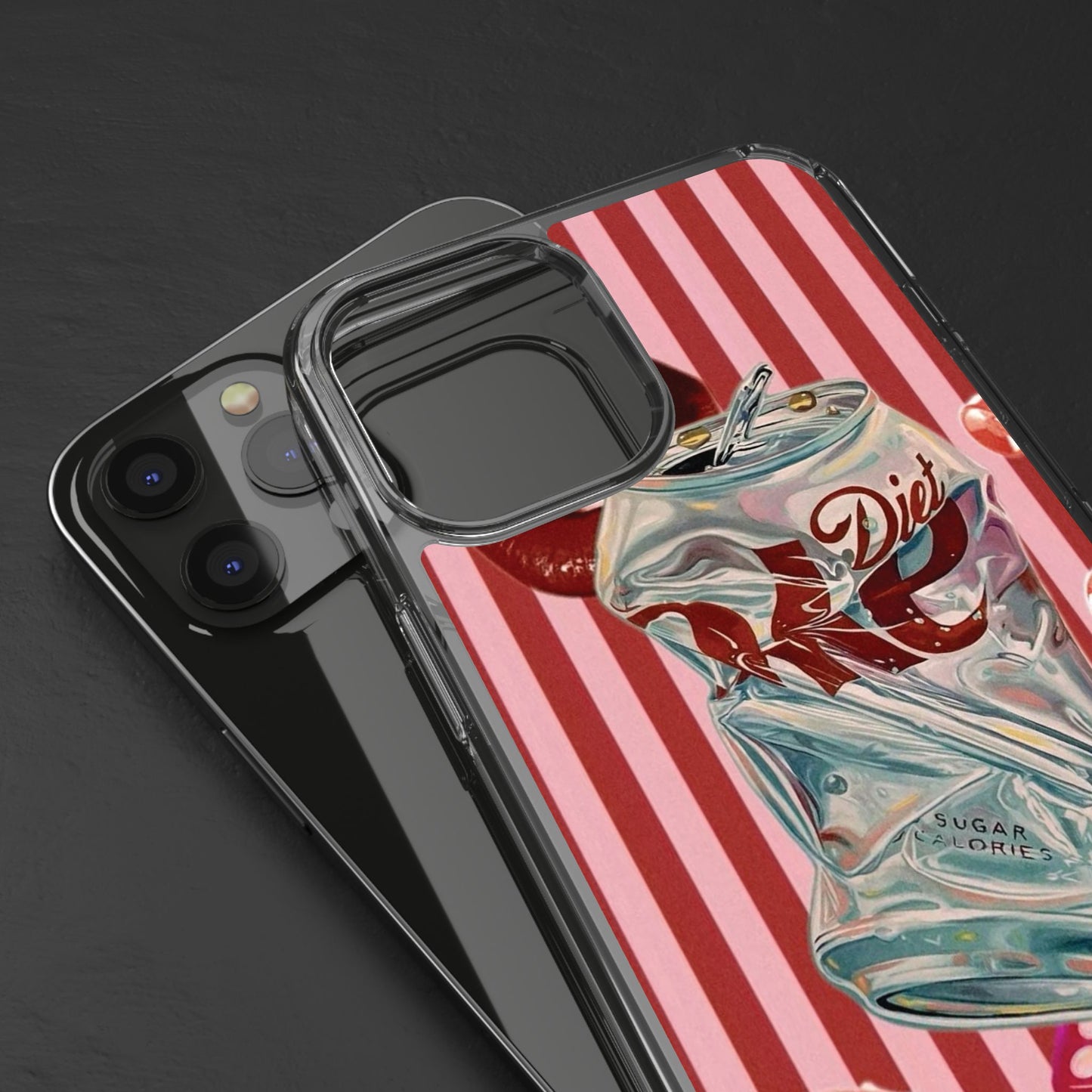 Diet Cola Crush Clear Phone Case – Retro Soda Pop Design