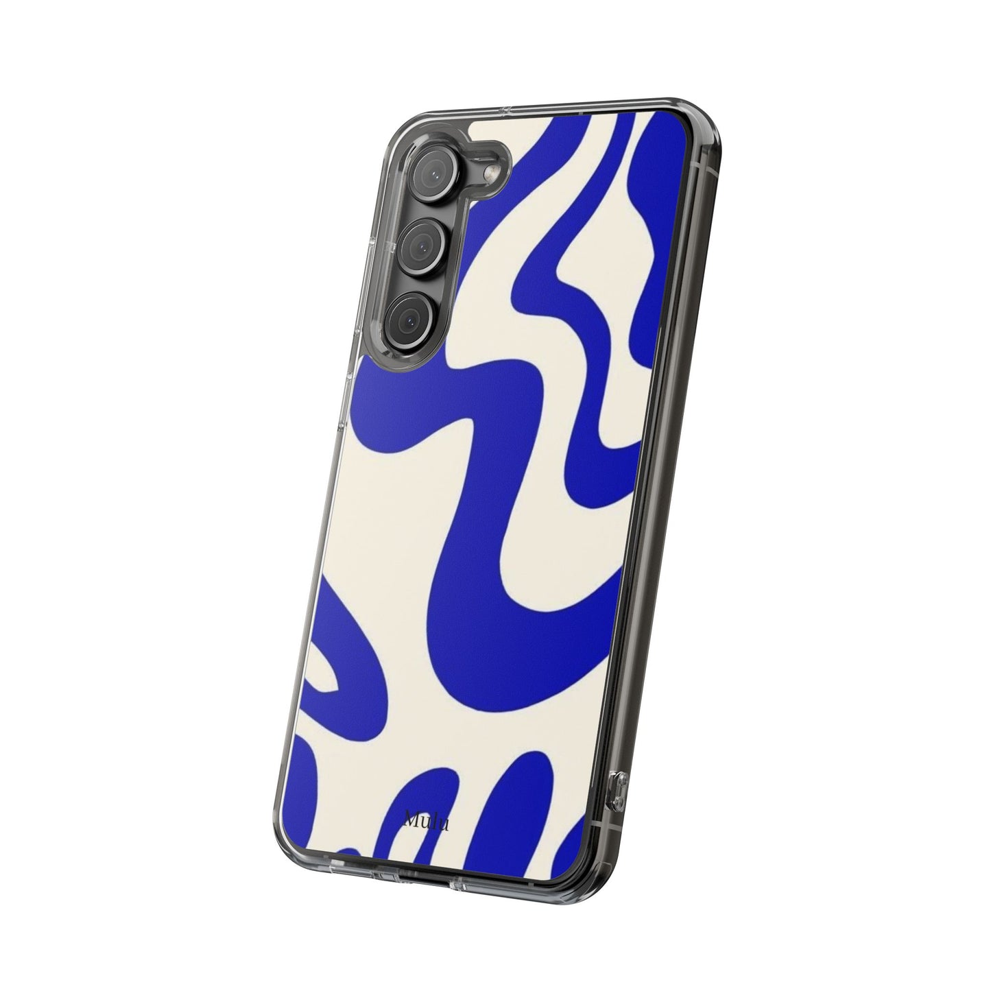 Clear Impact-Resistant Case — Blue Abstract Wavy Pattern